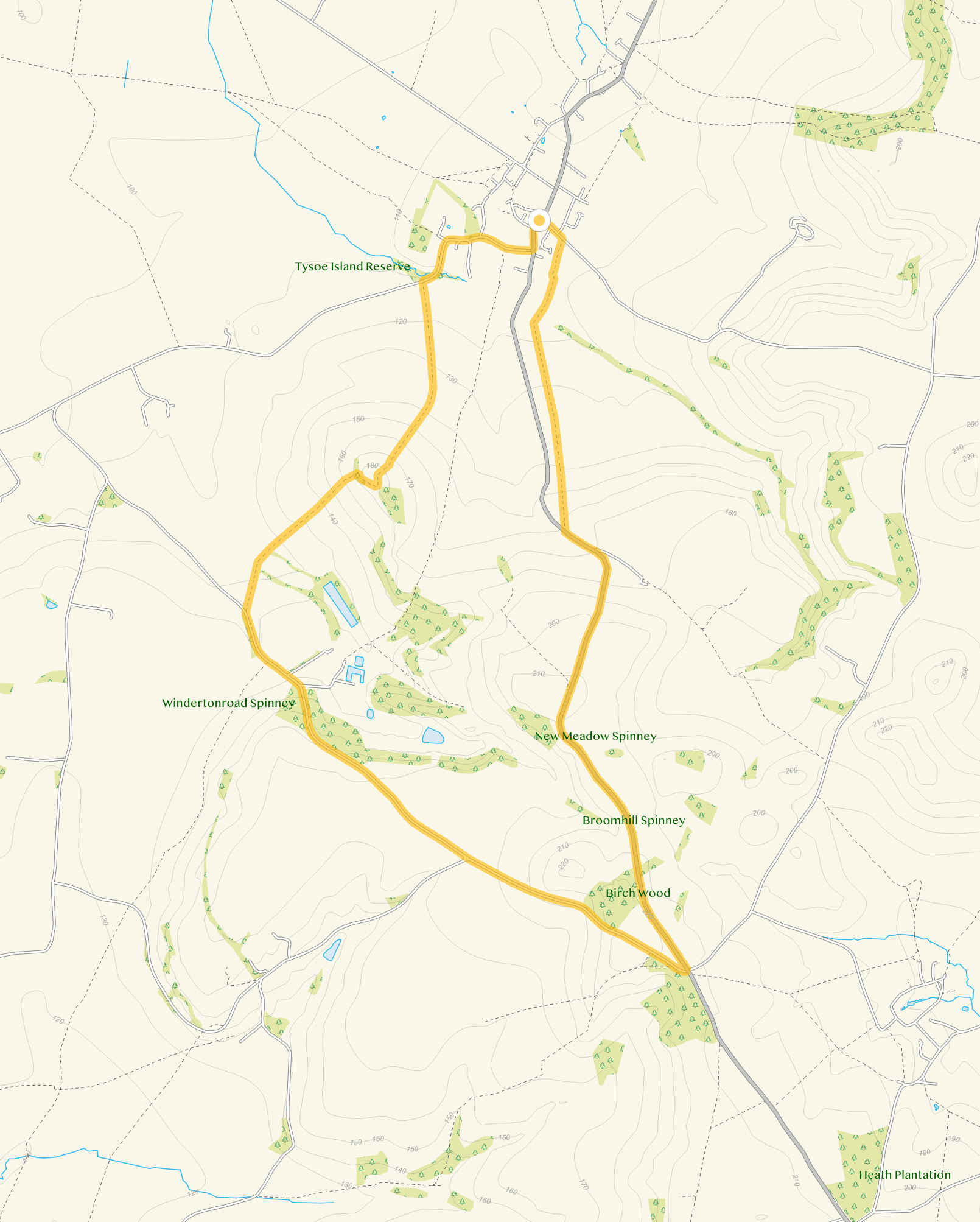 Route map for Upper Tysoe Walk, a 5.25 mile circular walk in Oxfordshire