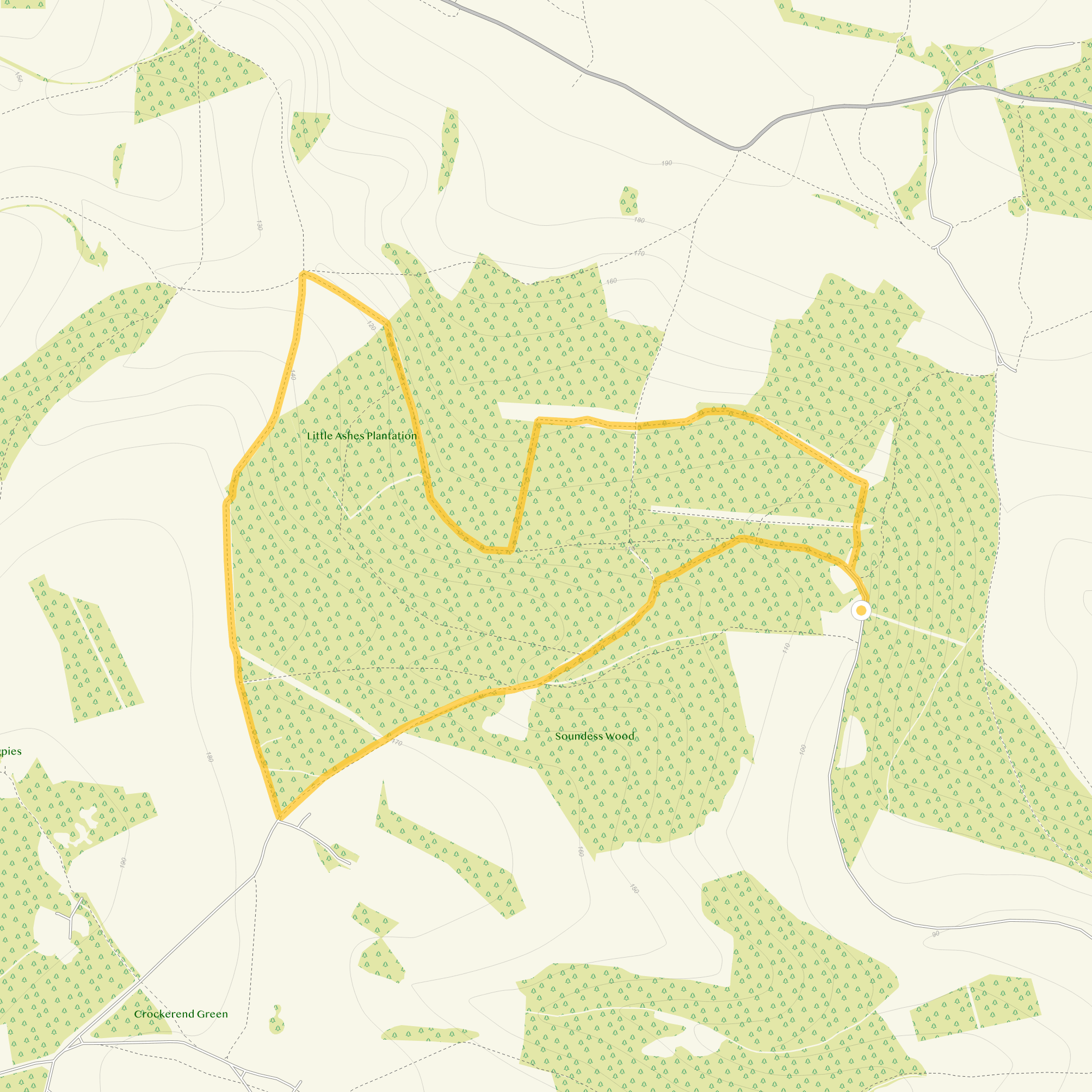 Route map for Warburg Nature Reserve Walk 1, a 2.75 mile circular walk in Oxfordshire