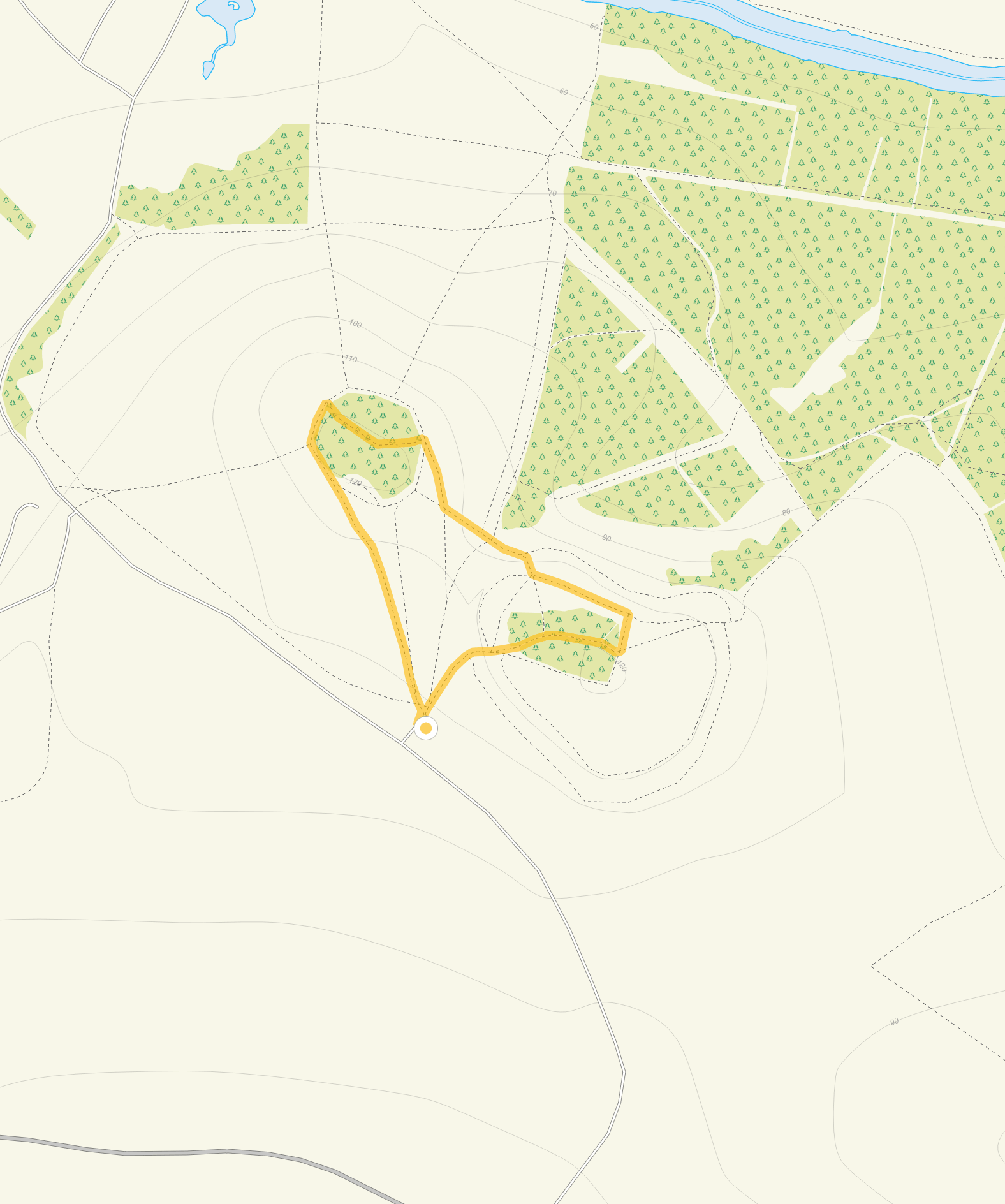 Route map for Wittenham Clumps Walk 1, a 0.75 mile circular walk in Oxfordshire