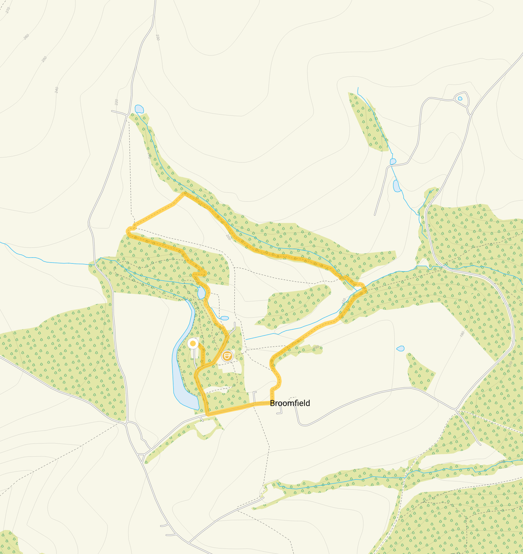 Route map for Fyne court Walk, a 1.25 mile circular walk in Somerset