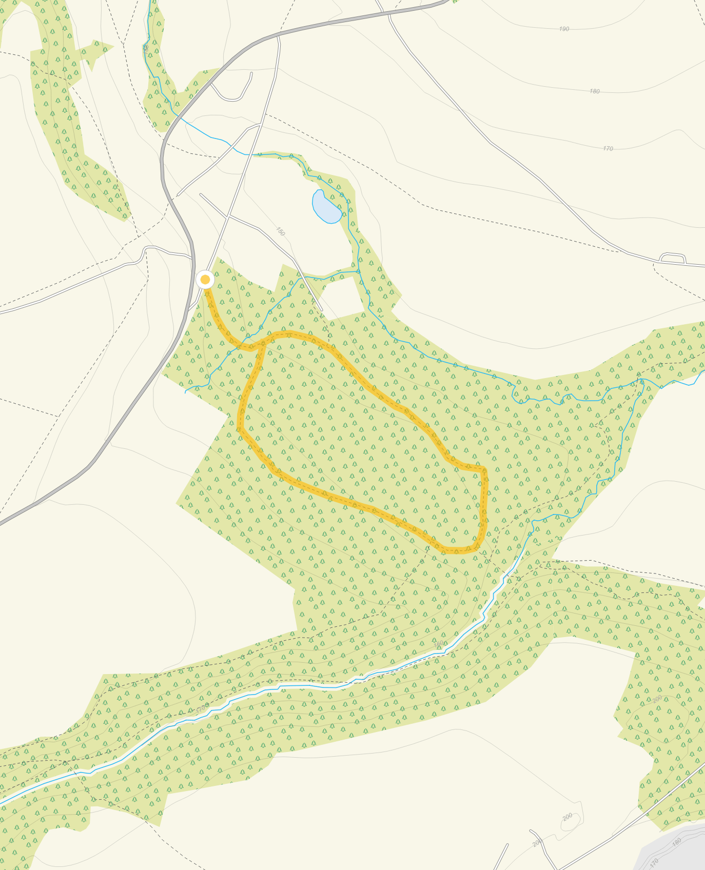 Route map for Harridge Wood Walk 1, a 0.75 mile circular walk in Somerset