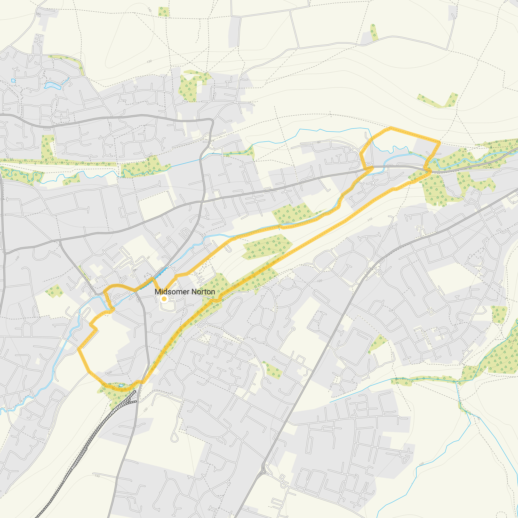 Route map for Midsomer Norton Walk, a 3 mile circular walk in Somerset