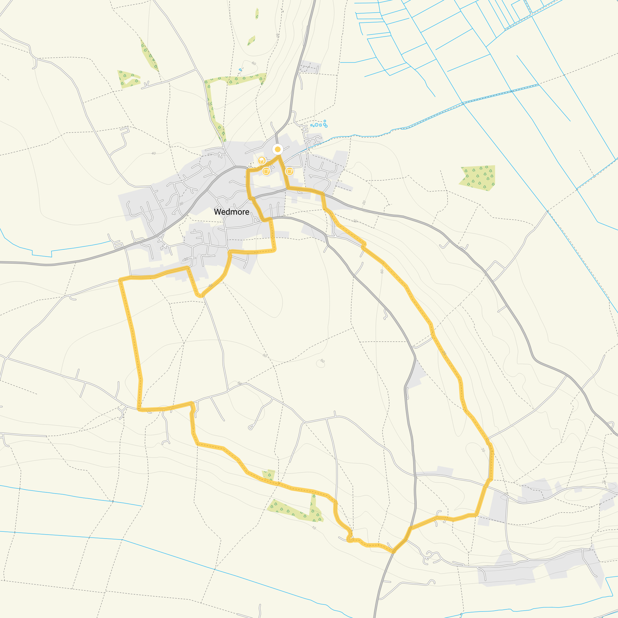 Route map for Wedmore Walk, a 5 mile circular walk in Somerset