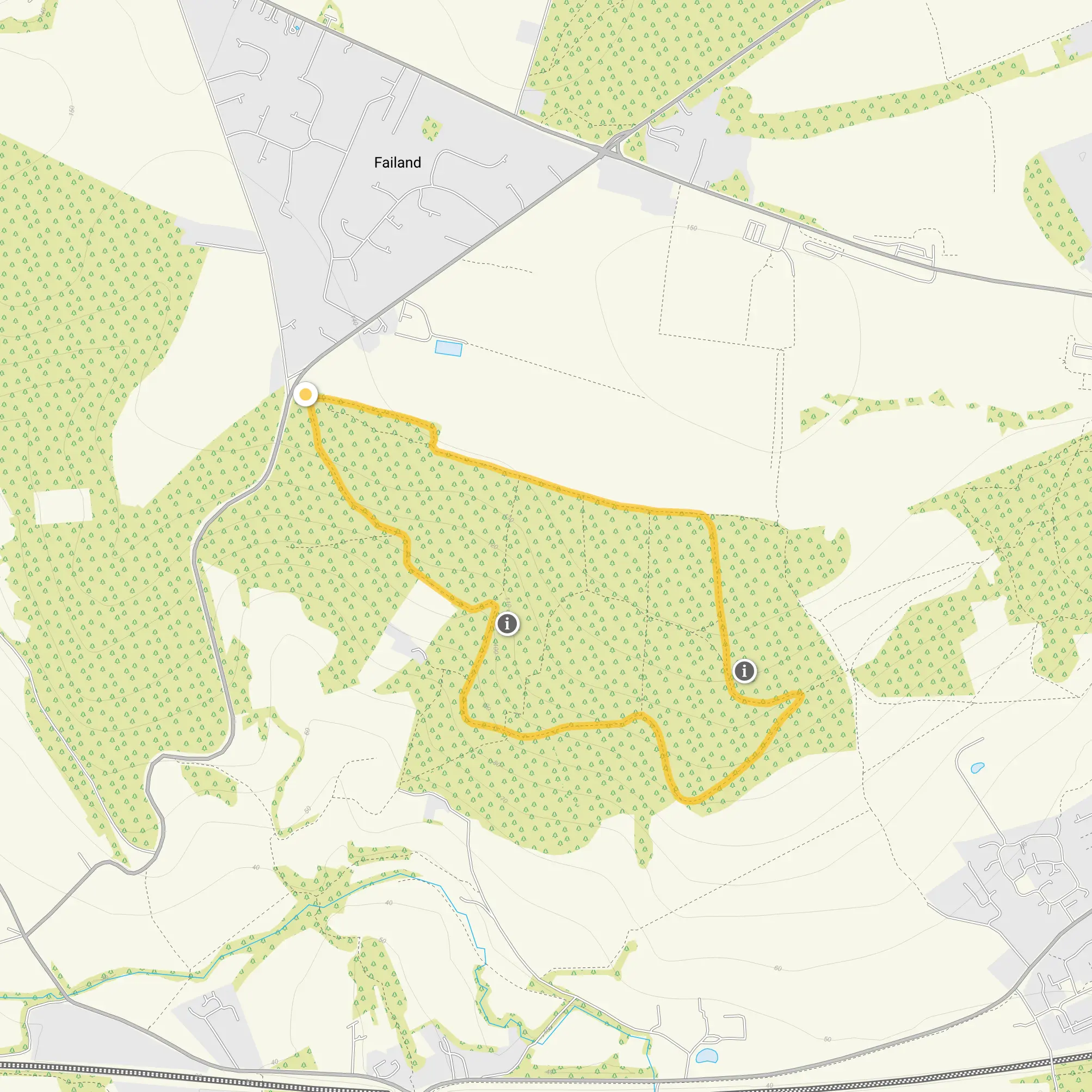 Route map for Ashton Hill Woods Walk, a 1.75 mile circular walk in Somerset