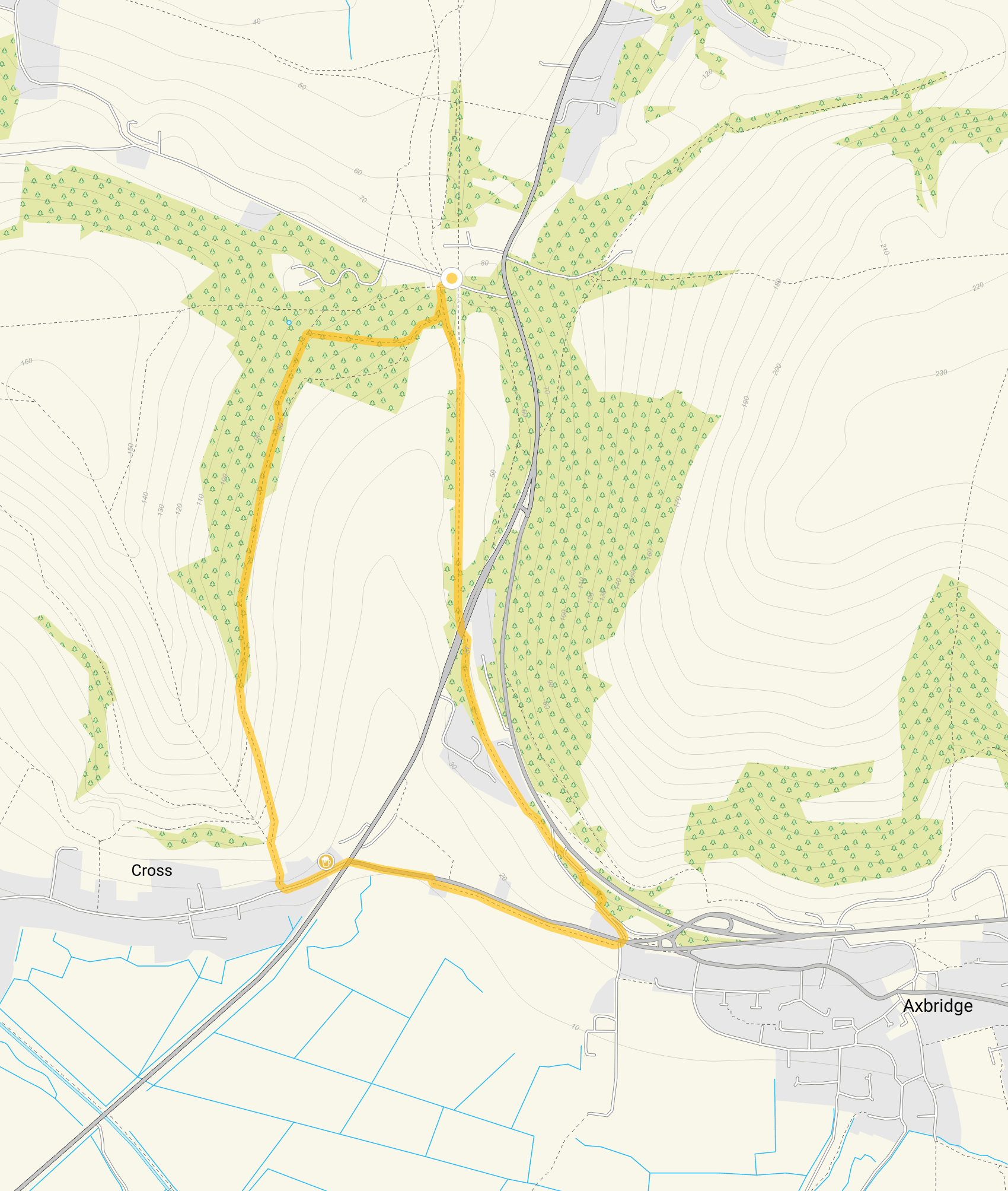 Route map for Axbridge & Strawberry Line Walk, a 2.5 mile circular walk in Somerset