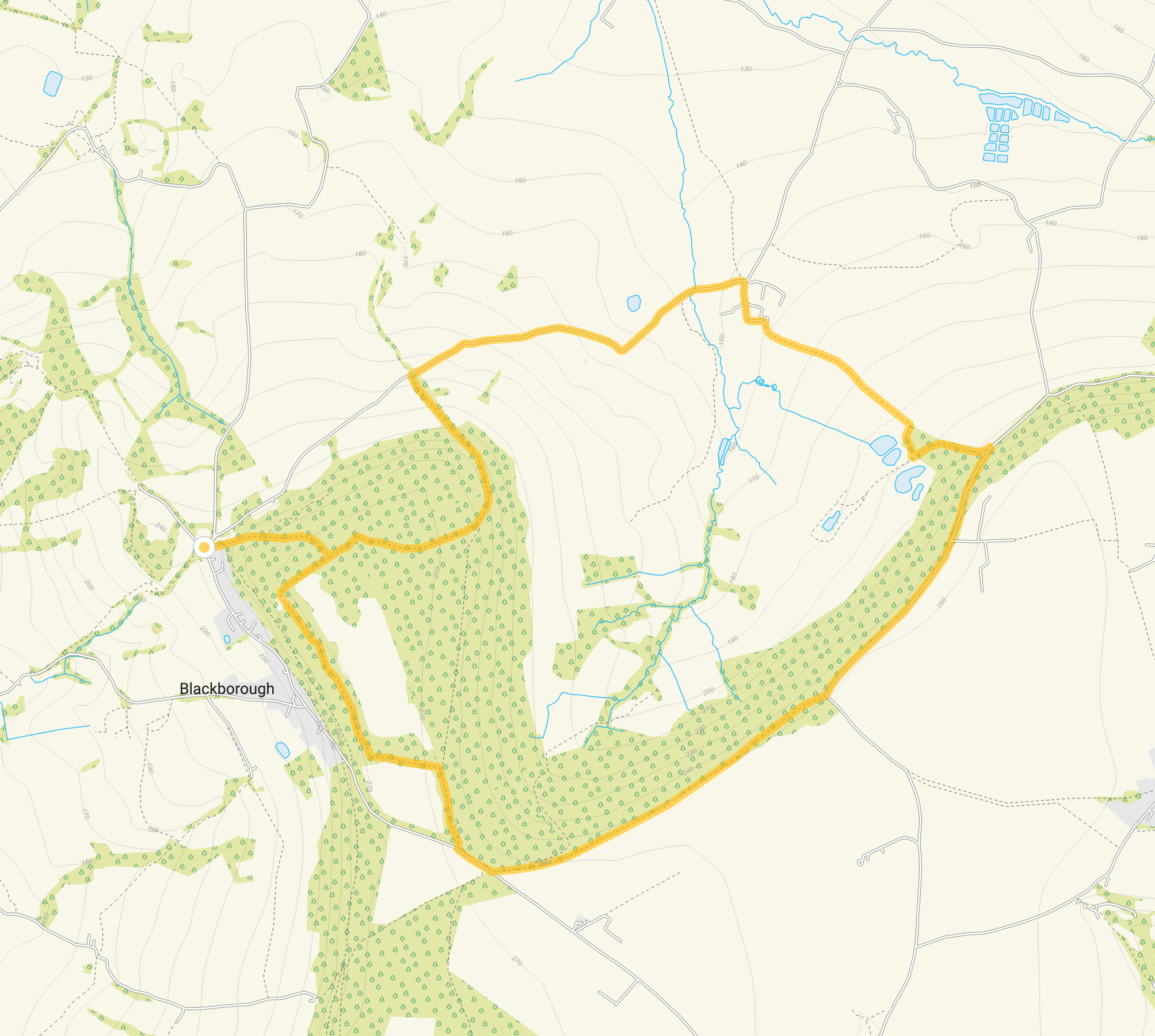 Route map for Blackborough Common & Bodmiscombe Walk, a 4 mile circular walk in Somerset