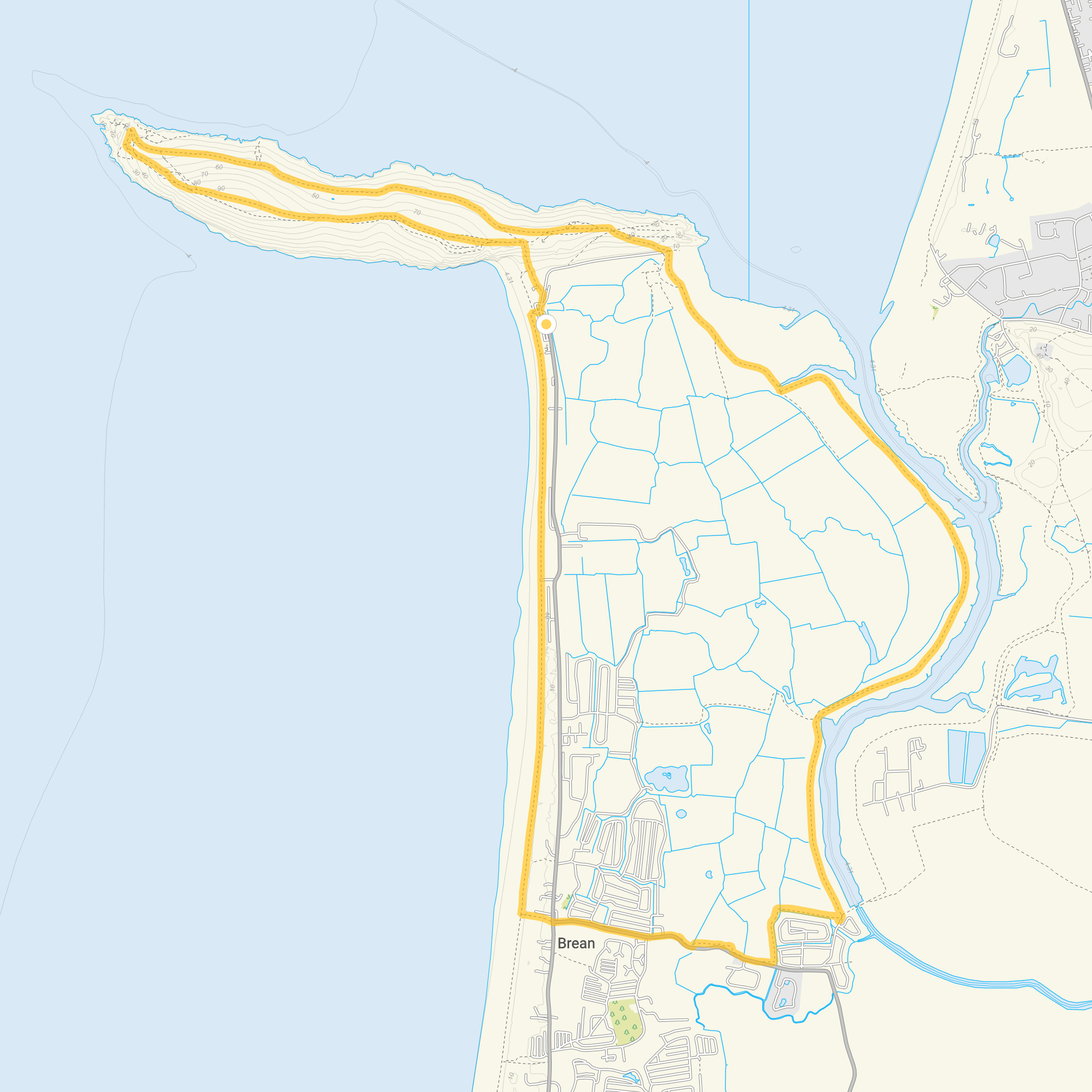 Route map for Brean Down & The River Axe., a 7.25 mile circular walk in Somerset