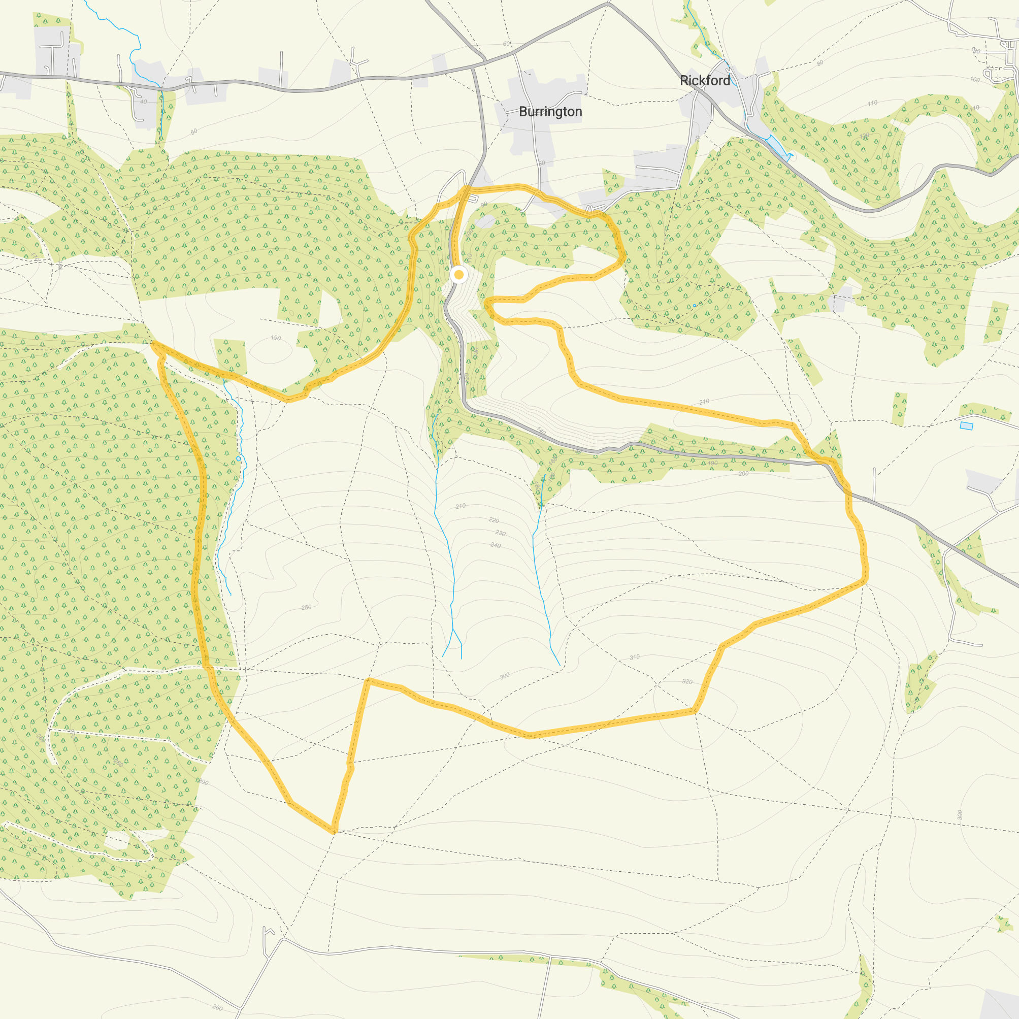Route map for Burrington Combe, Black Down Hill & Beacon Batch Walk, a 6 mile circular walk in Somerset