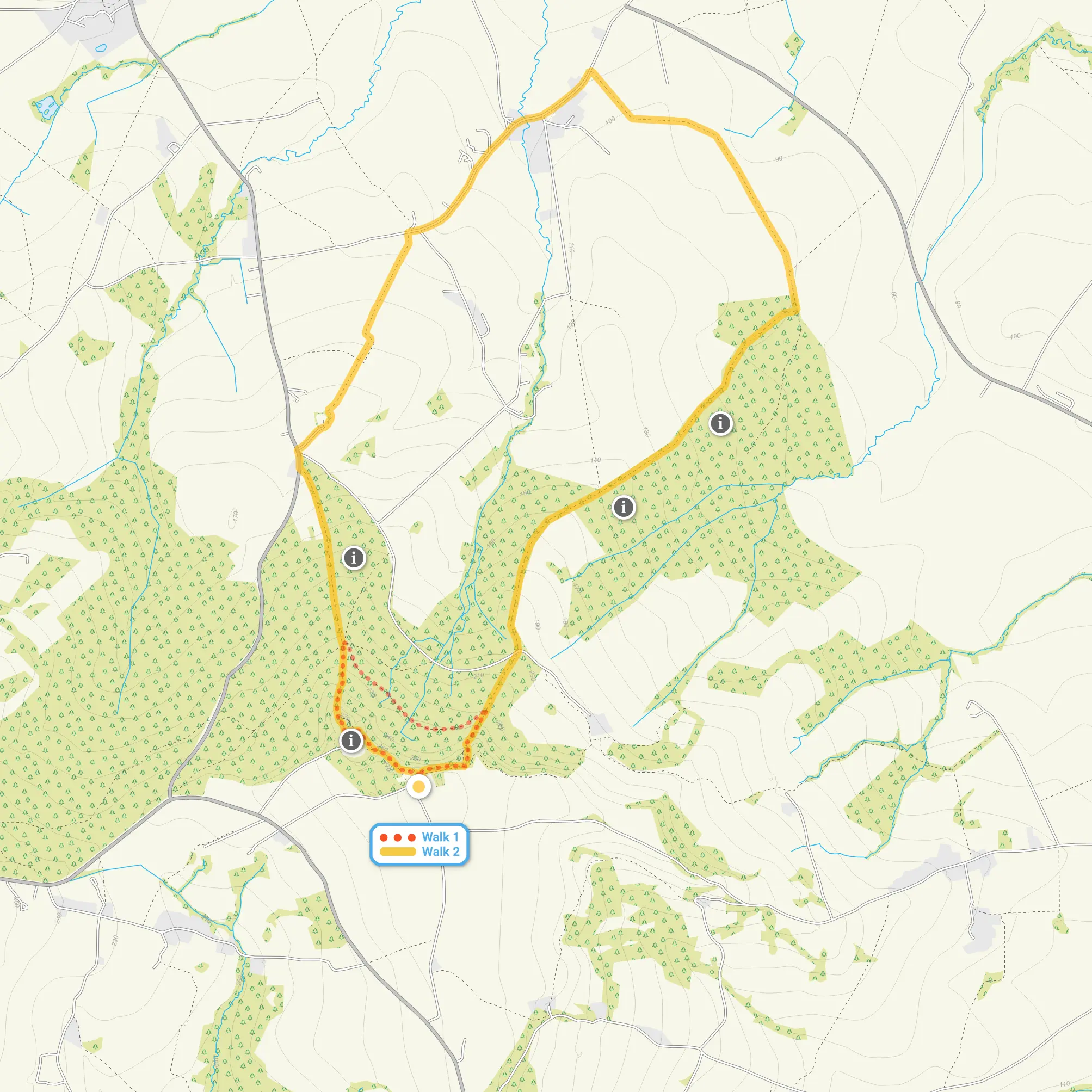 Route map for Castle Neroche Walk 1, a 1 mile circular walk in Somerset