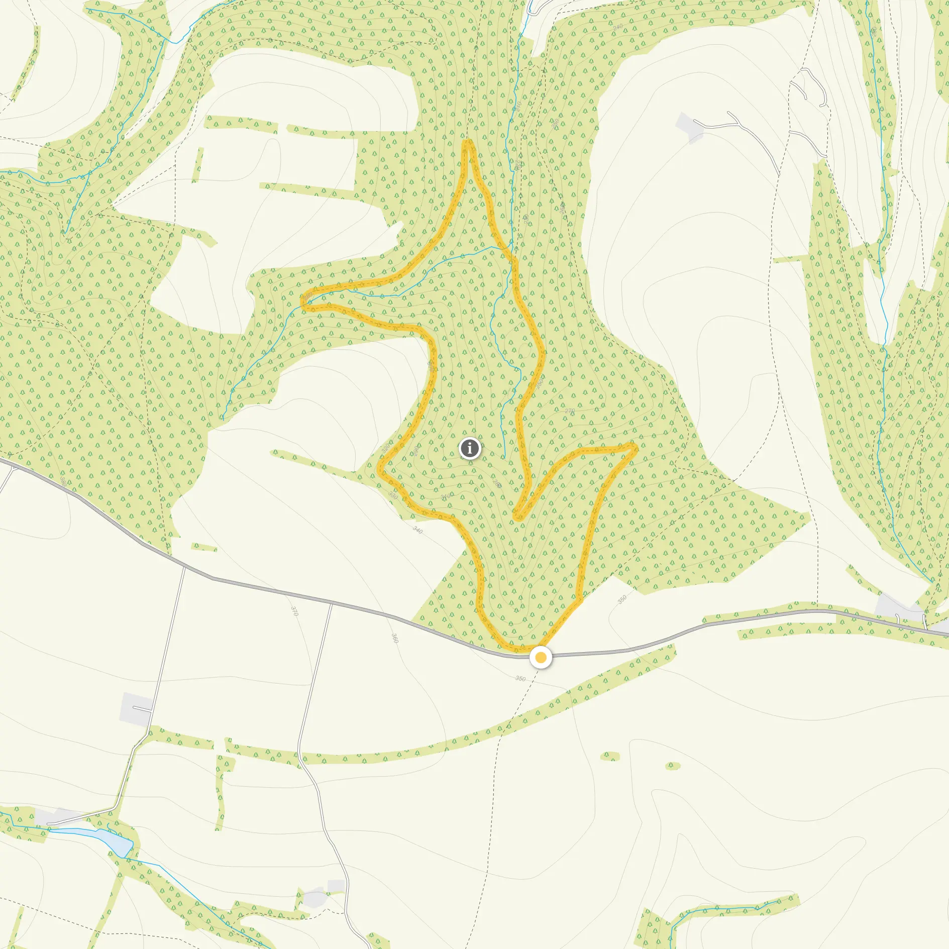 Route map for Chargot Woods Walk, a 2 mile circular walk in Somerset