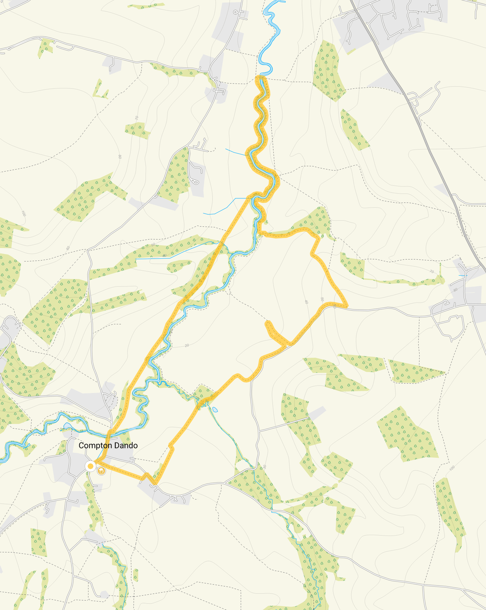 Route map for Compton Dando Walk, a 3.25 mile circular walk in Somerset