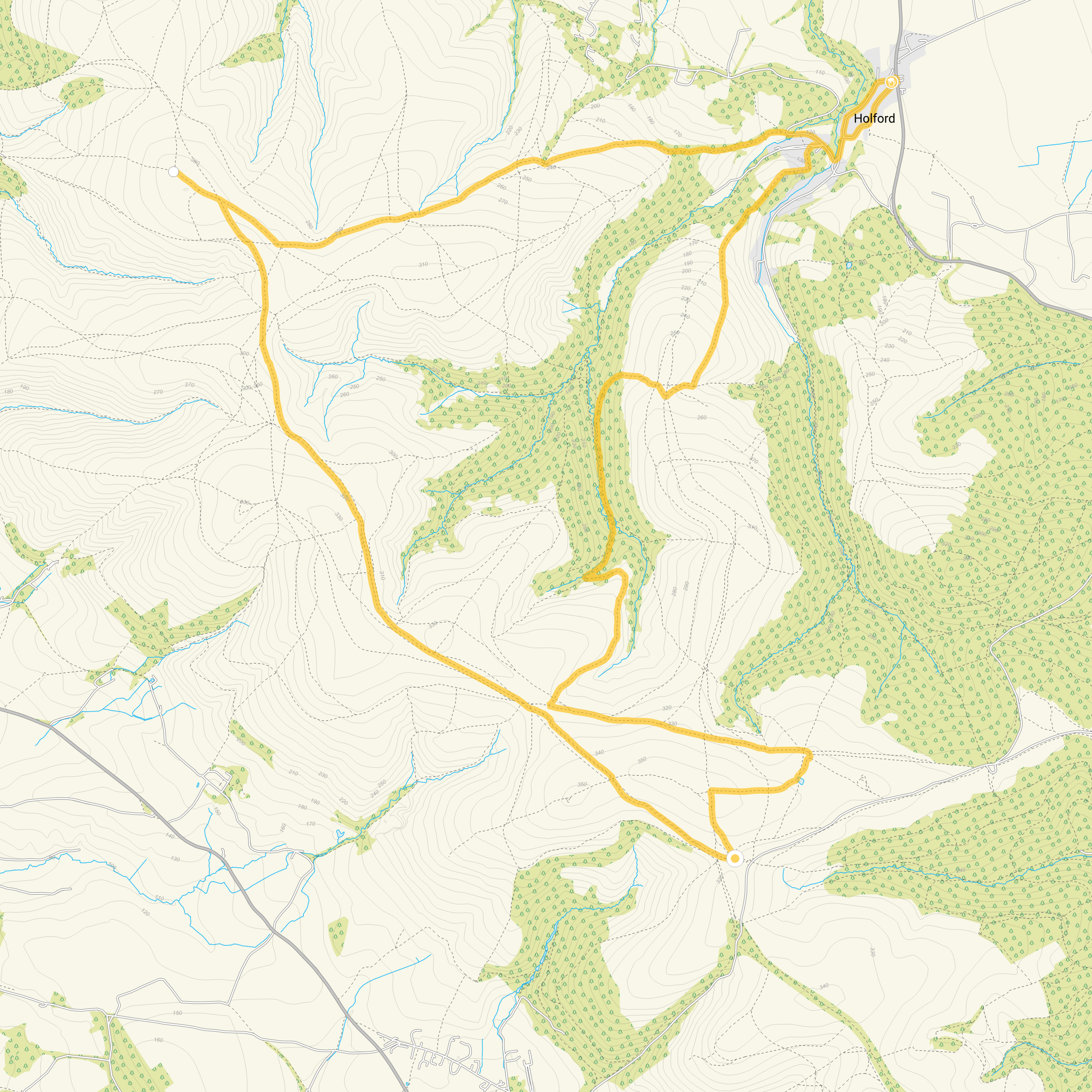 Route map for Crowcombe Park Walk 4, a 9 mile circular walk in Somerset