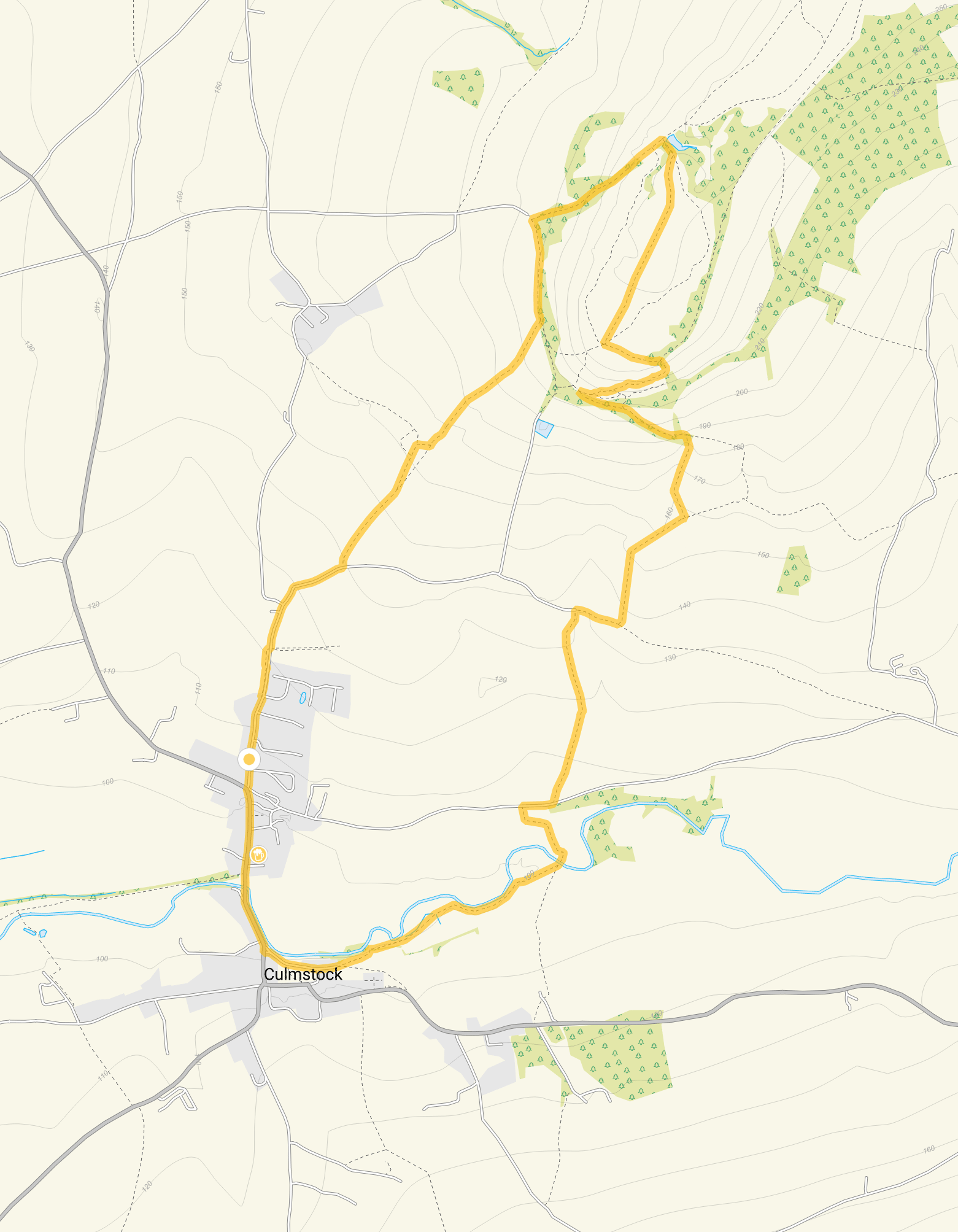 Route map for Culmstock Beacon Walk, a 3.75 mile circular walk in Somerset