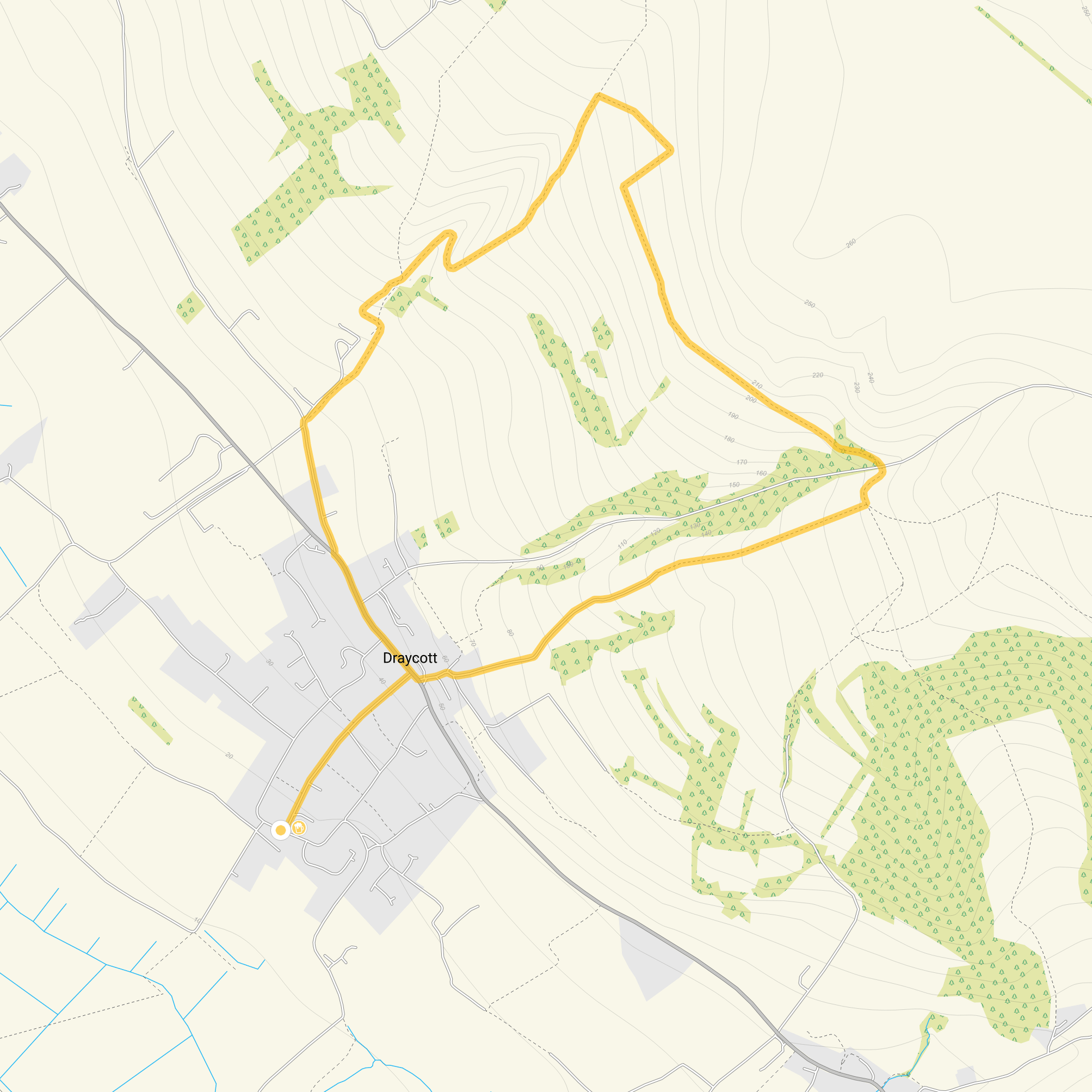 Route map for Draycott Walk, a 2.5 mile circular walk in Somerset