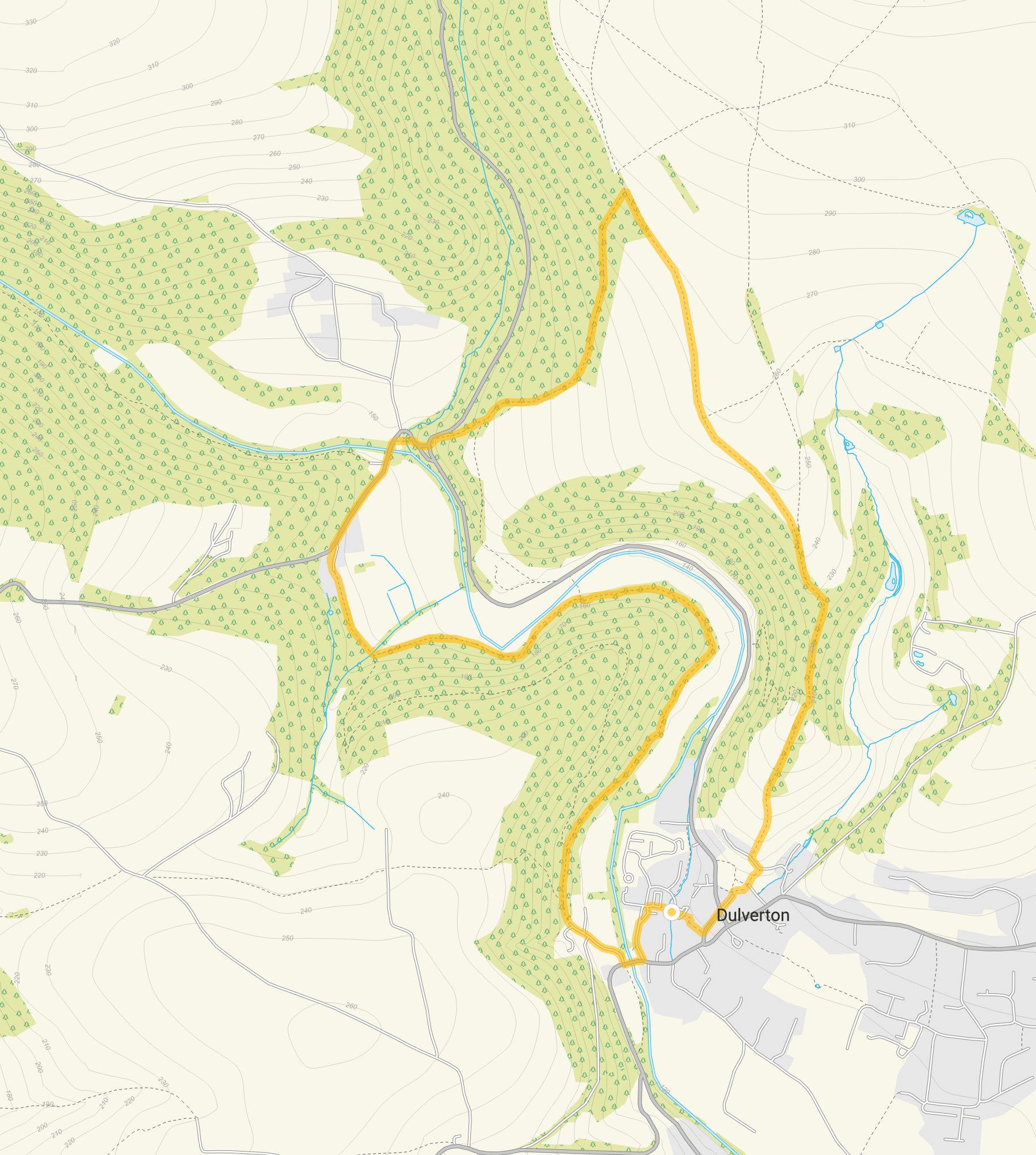 Route map for Dulverton Walk, a 3.25 mile circular walk in Somerset
