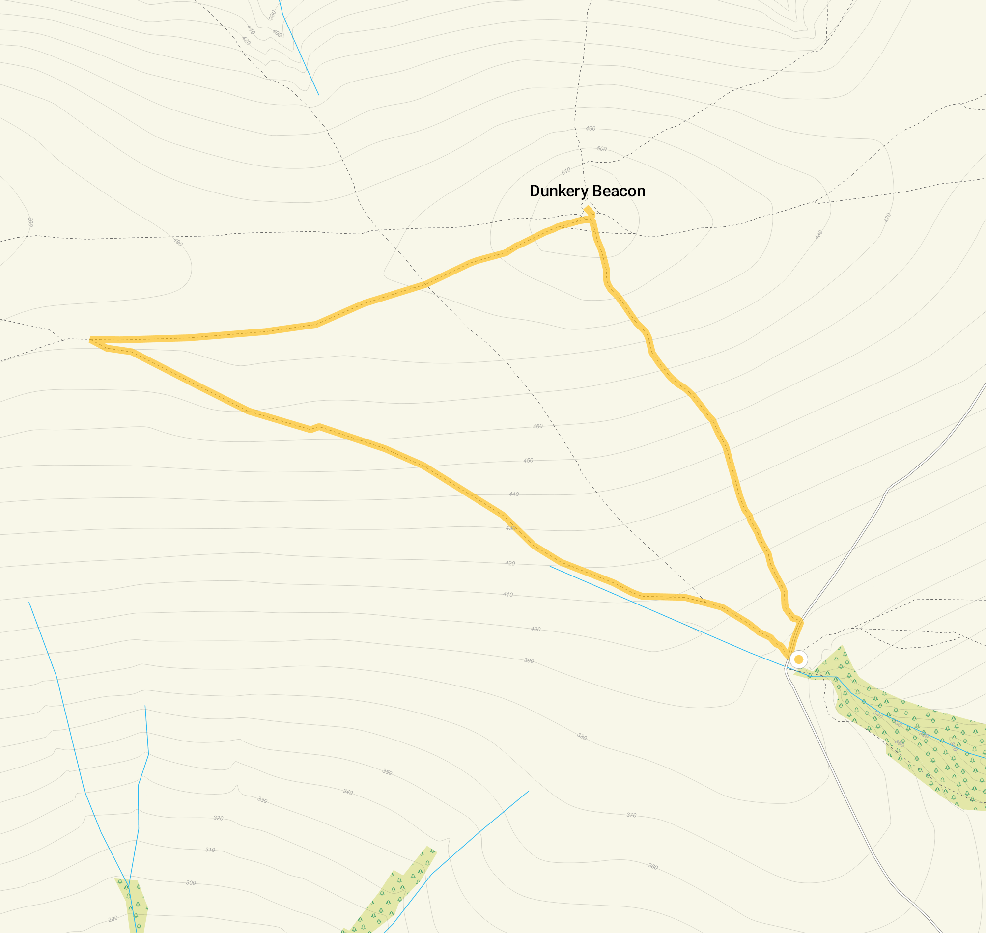 Route map for Dunkery Beacon Walk, a 2.5 mile circular walk in Somerset