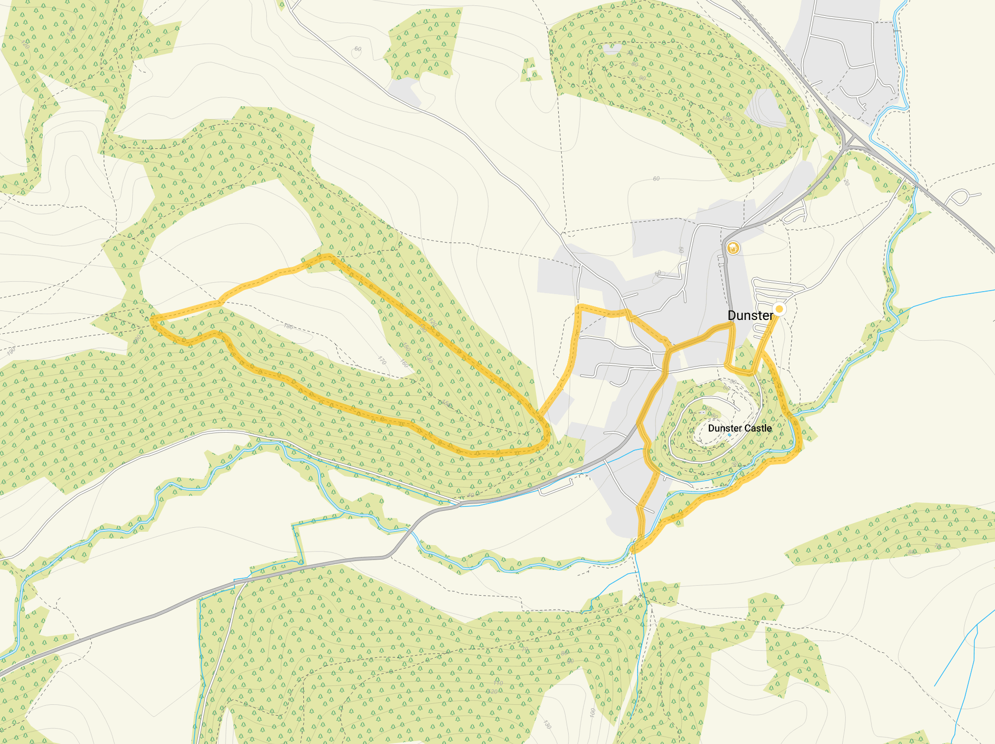 Route map for Dunster Walk 3, a 2.75 mile circular walk in Somerset