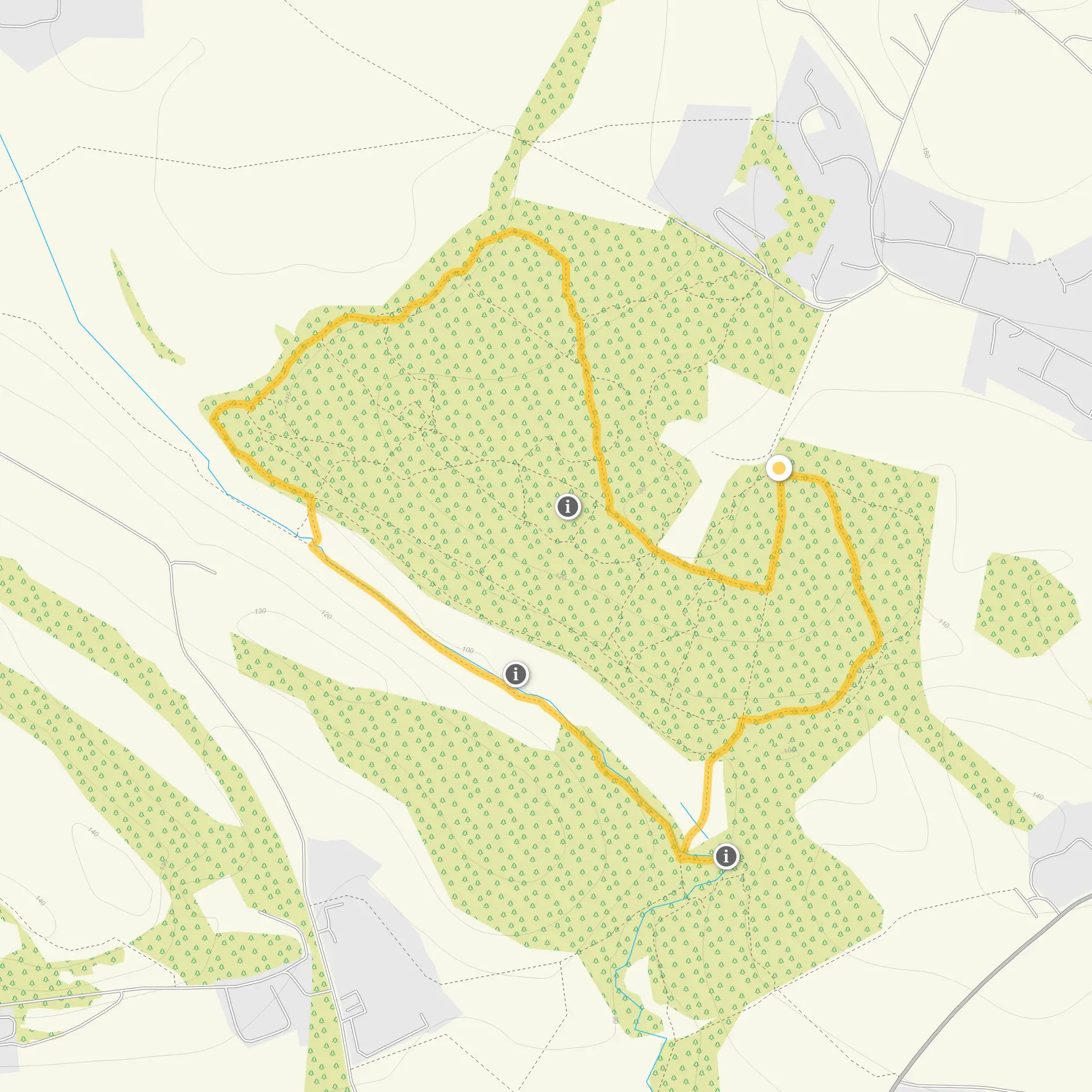 Route map for Greyfield Wood Walk, a 1.75 mile circular walk in Somerset