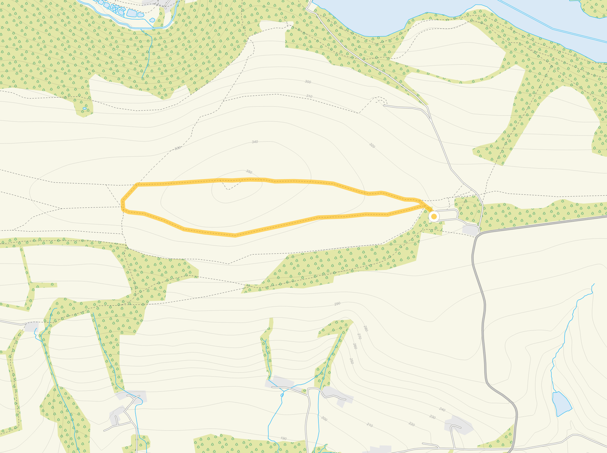 Route map for Haddon Hill Walk 1, a 1.5 mile circular walk in Somerset