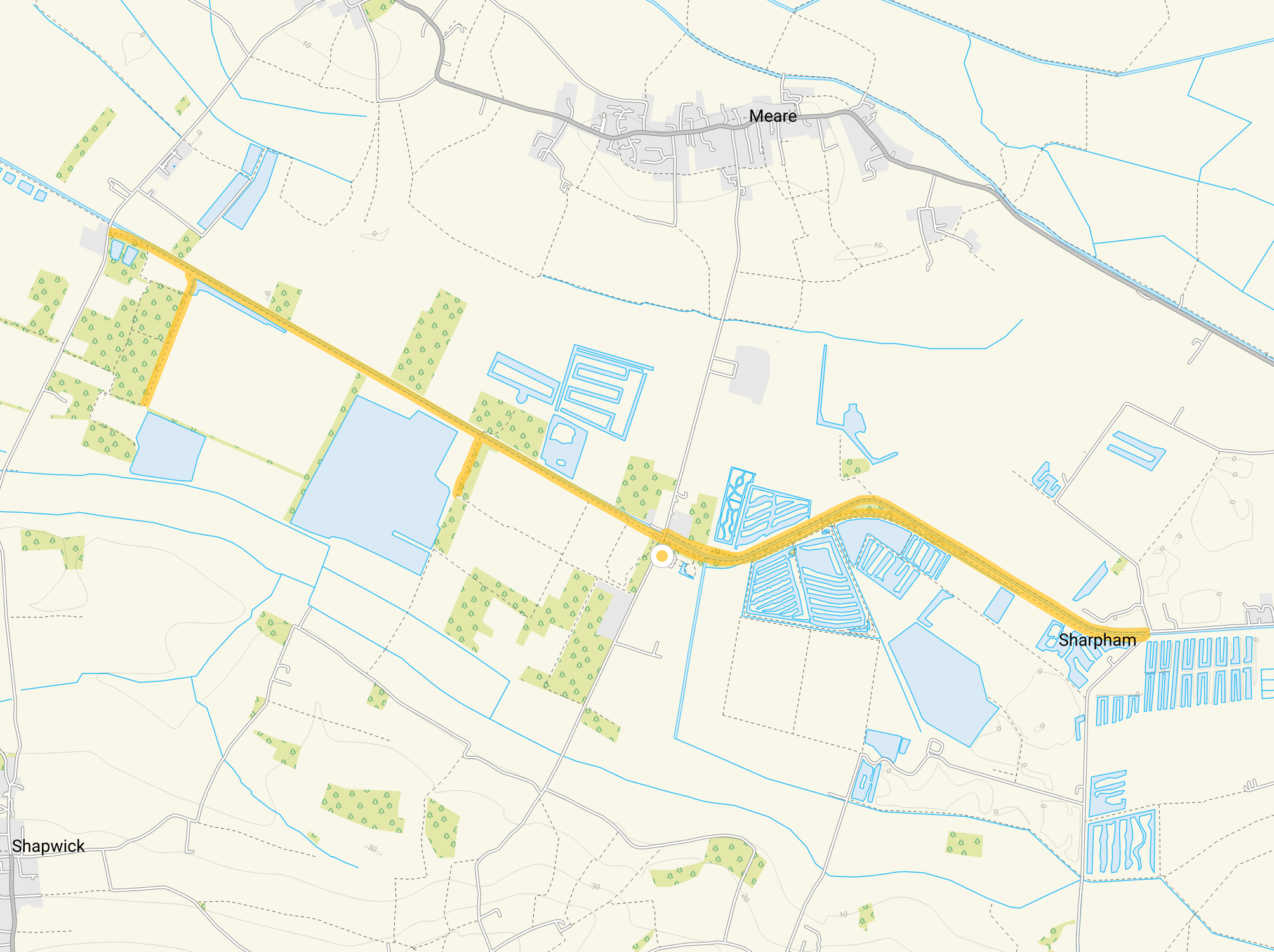 Route map for Ham Wall Walk 3, an 8.25 mile circular walk in Somerset