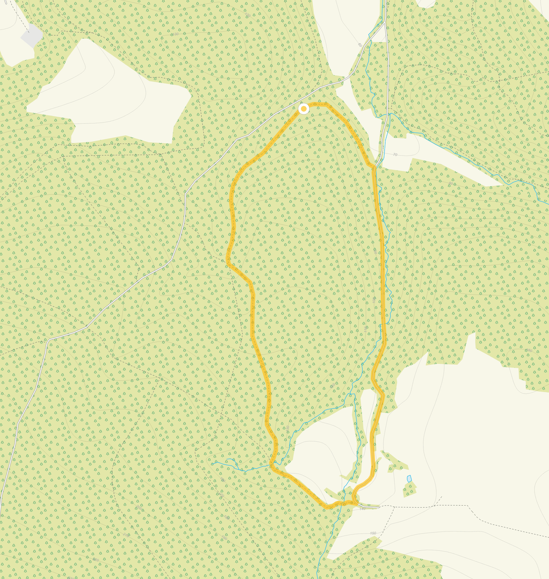 Route map for XXXHats Wood DUPE Walk 1, a 1.5 mile circular walk in Somerset