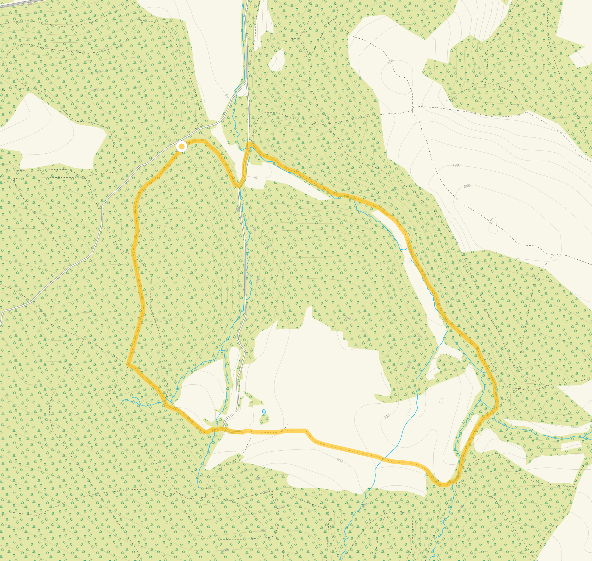Route map for XXXHats Wood DUPE Walk 2, a 2.5 mile circular walk in Somerset