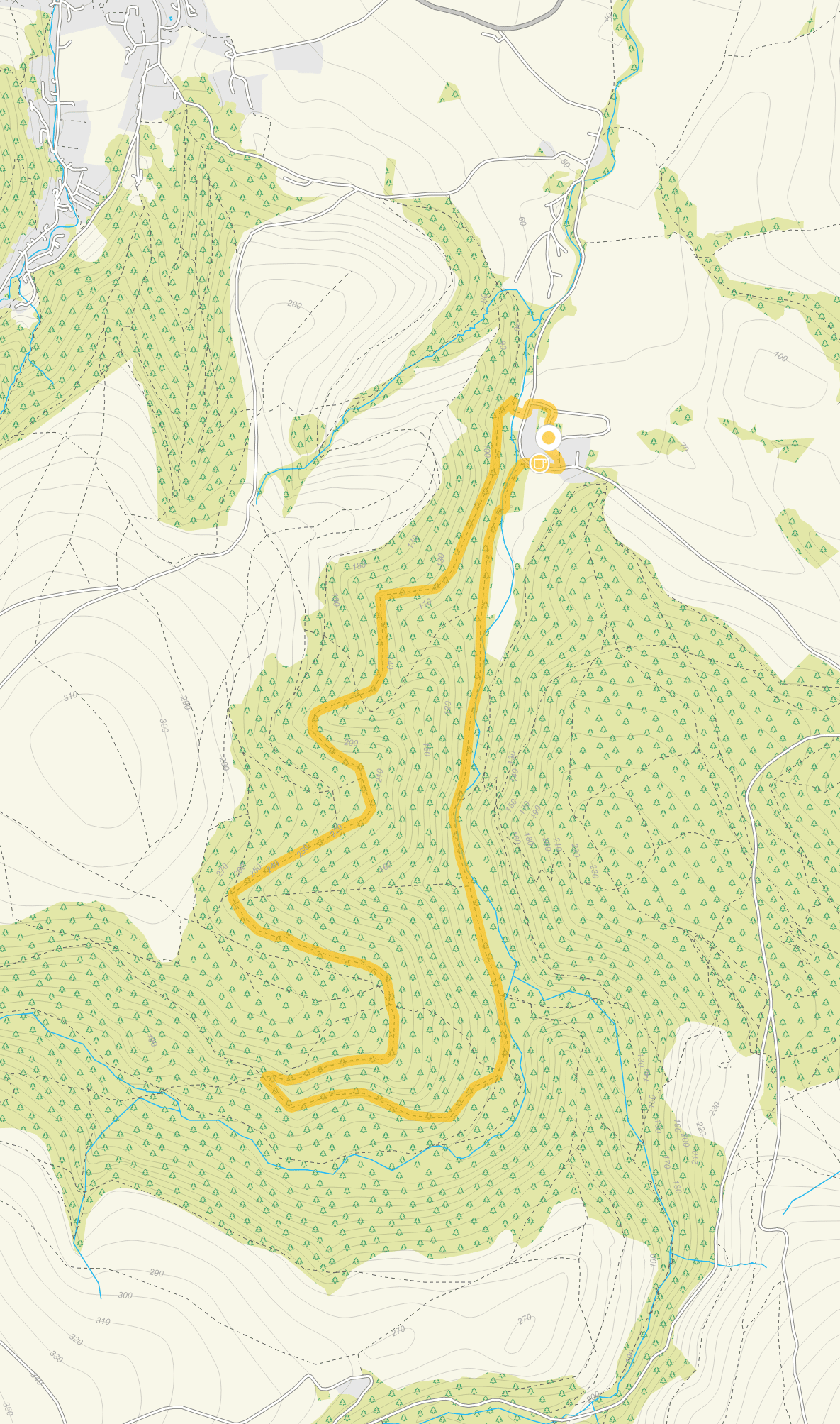 Route map for Horner Woods Walk 1, a 3.5 mile circular walk in Somerset