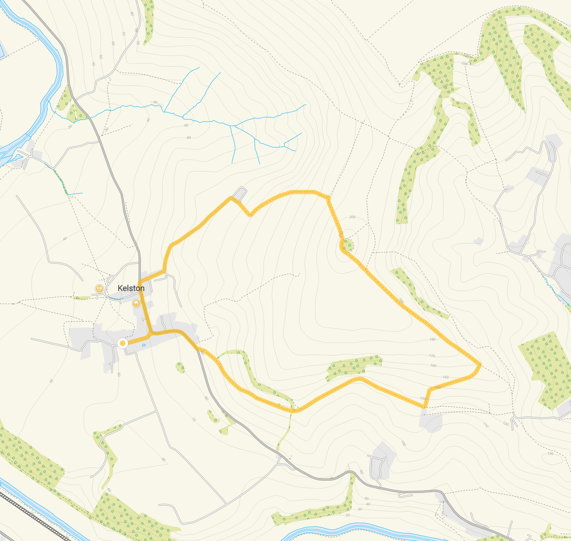 Route map for Kelston Walk, a 3 mile circular walk in Somerset