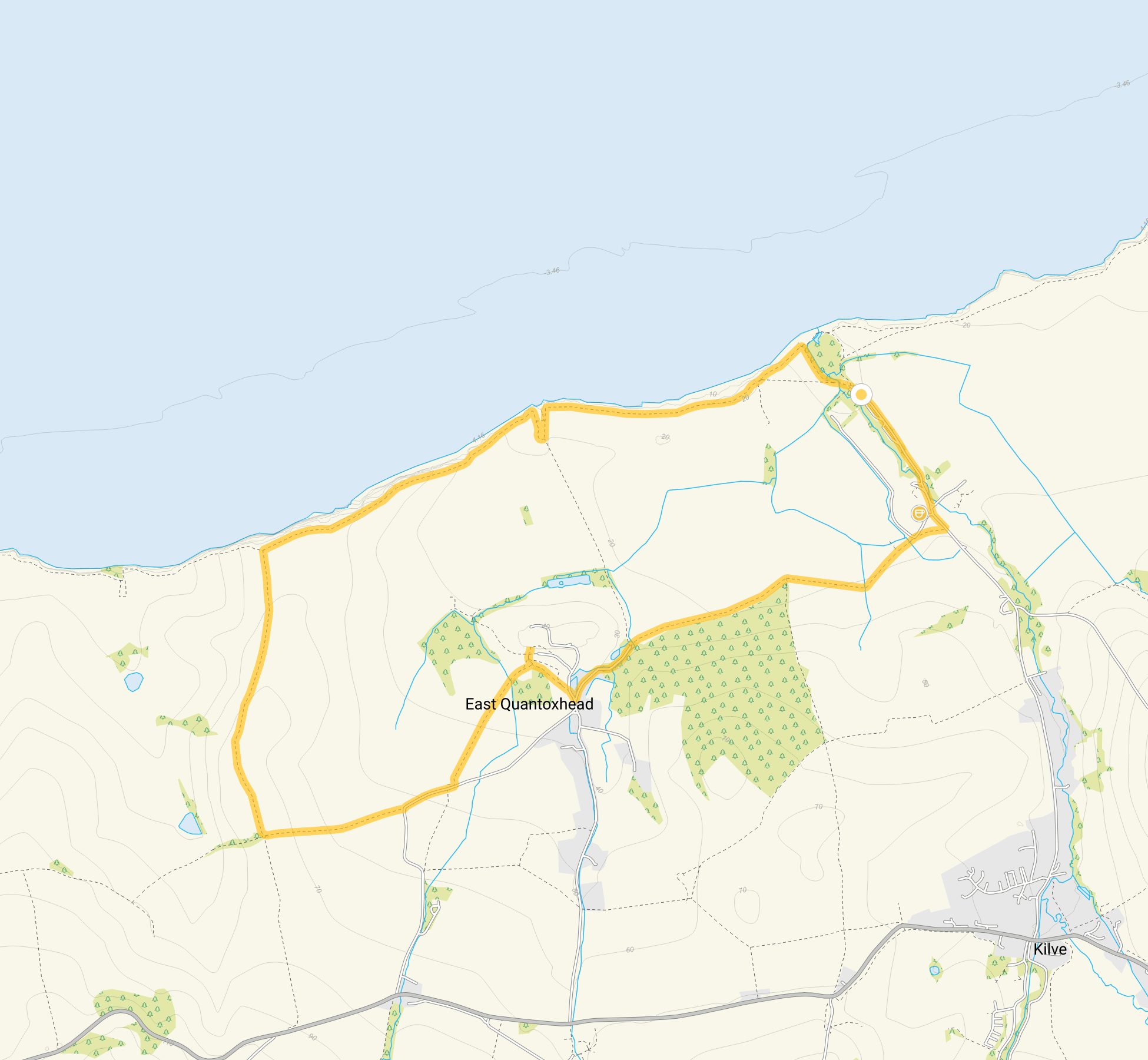 Route map for Kilve Walk, a 3.25 mile circular walk in Somerset