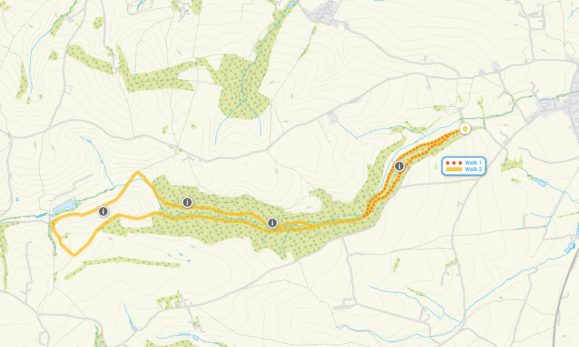 Route map for Kings Cliff Wood Walk 1, a 1.5 mile circular walk in Somerset