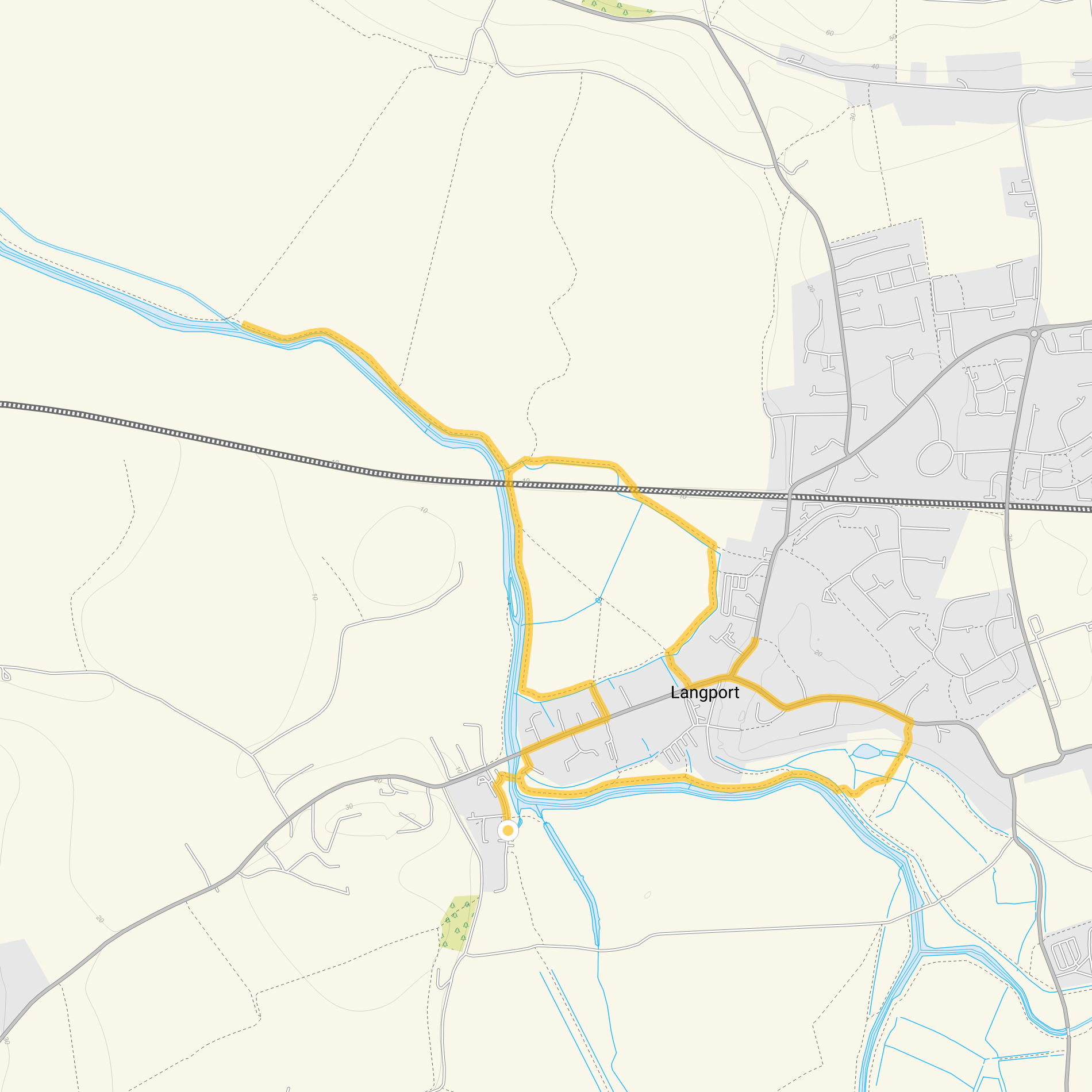 Route map for Langport Walk 2, a 3.25 mile circular walk in Somerset