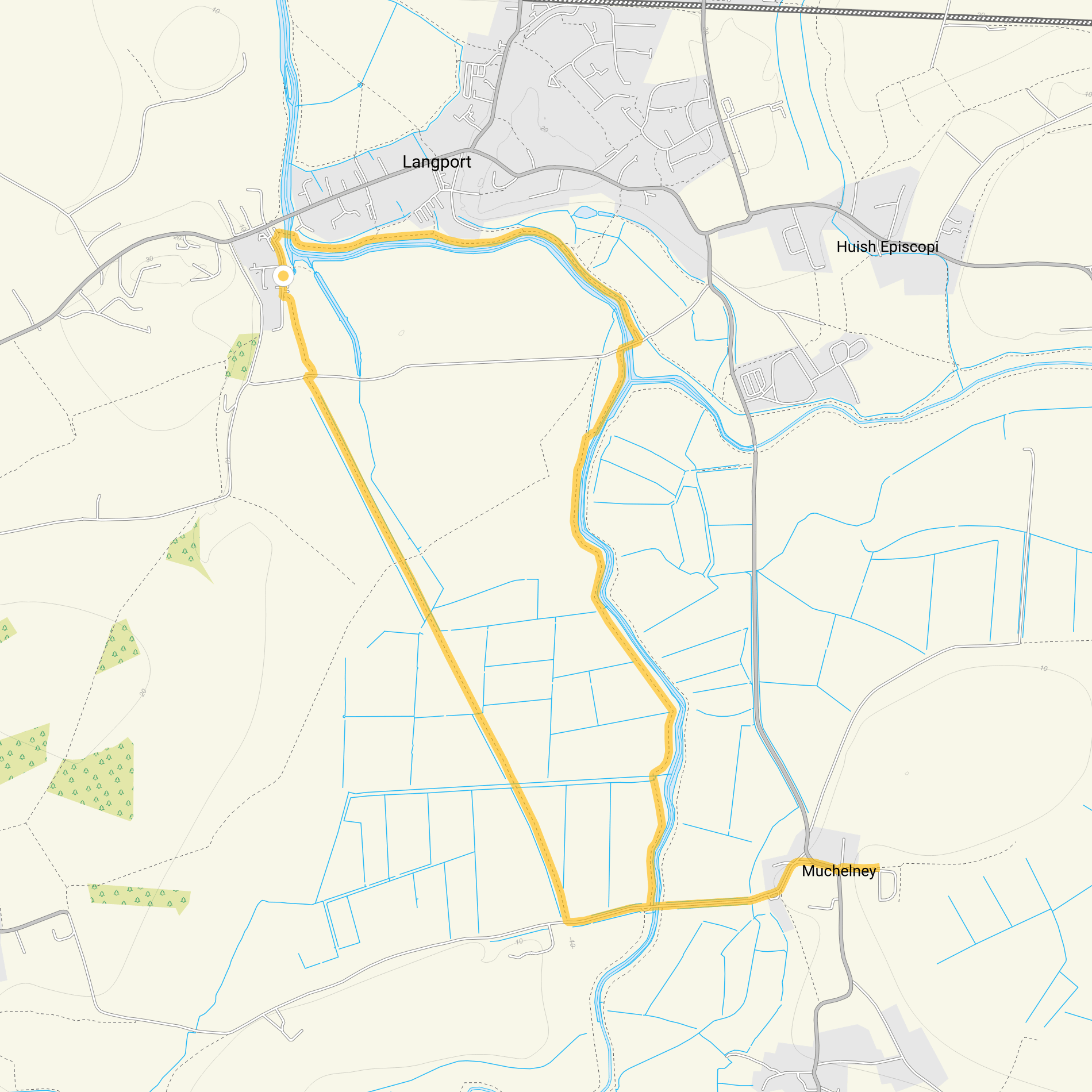 Route map for Langport Walk 3, a 4 mile circular walk in Somerset