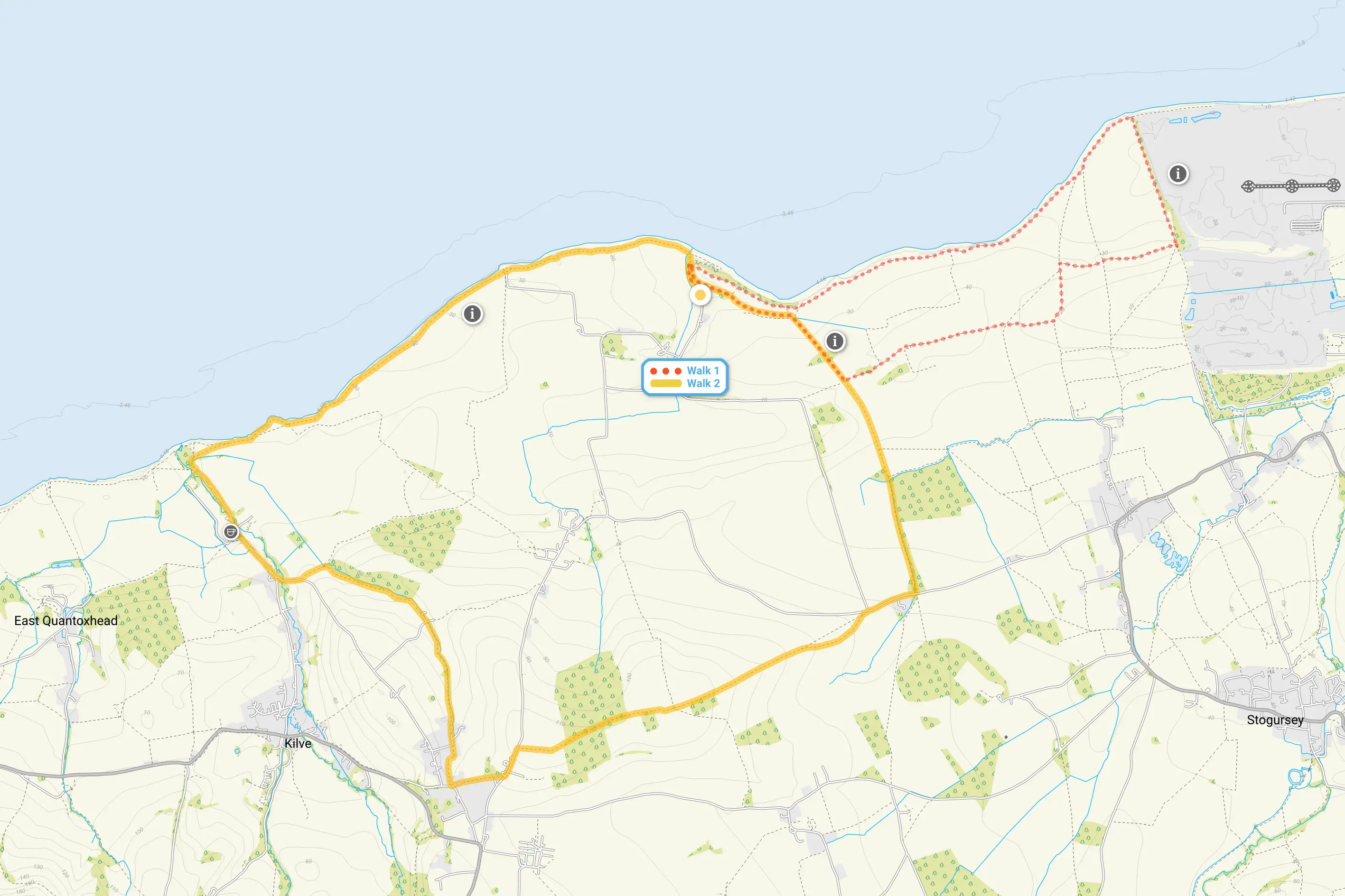 Route map for Lilstock Walk 1, a 2 mile circular walk in Somerset
