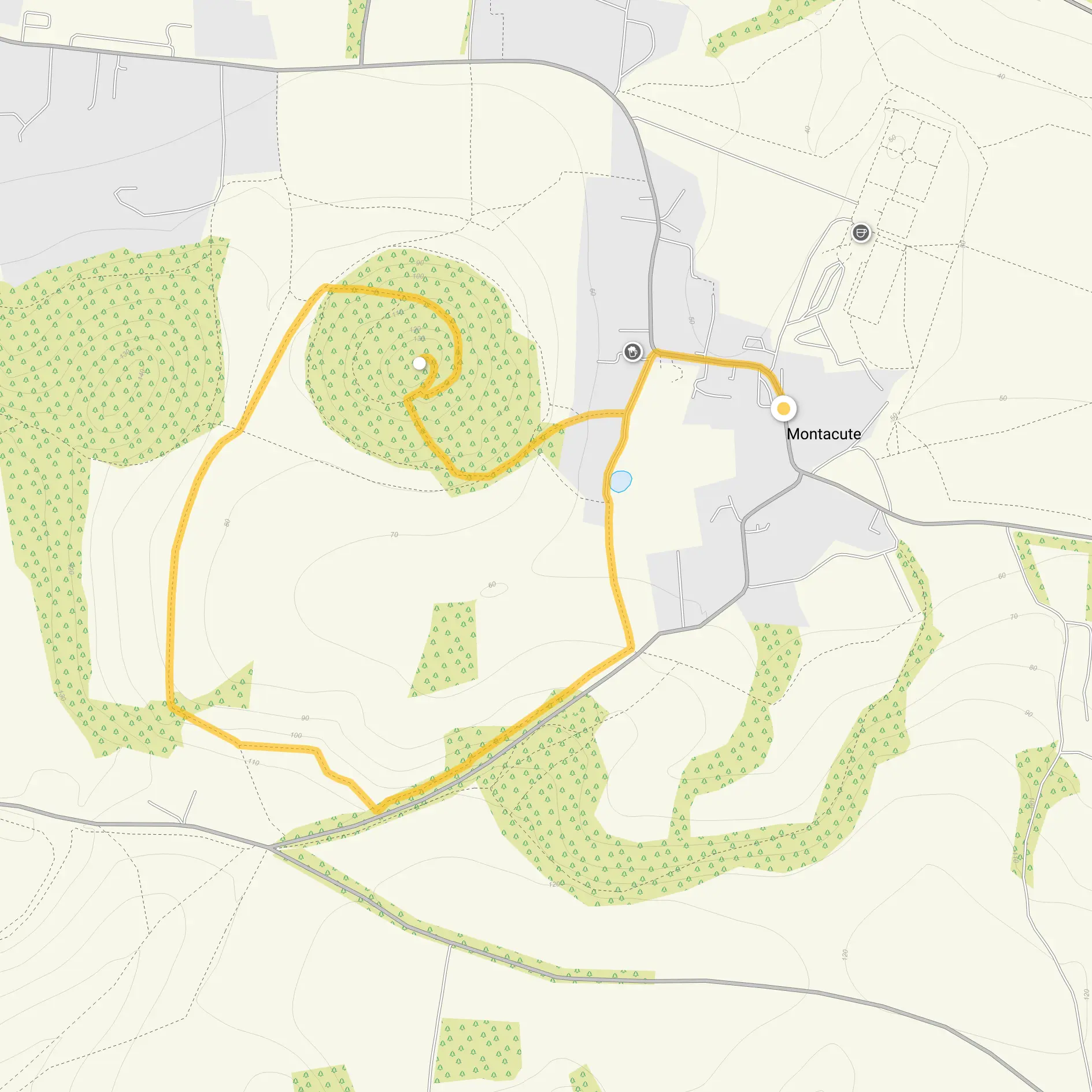 Route map for Montacute Walk 1, a 1.75 mile circular walk in Somerset