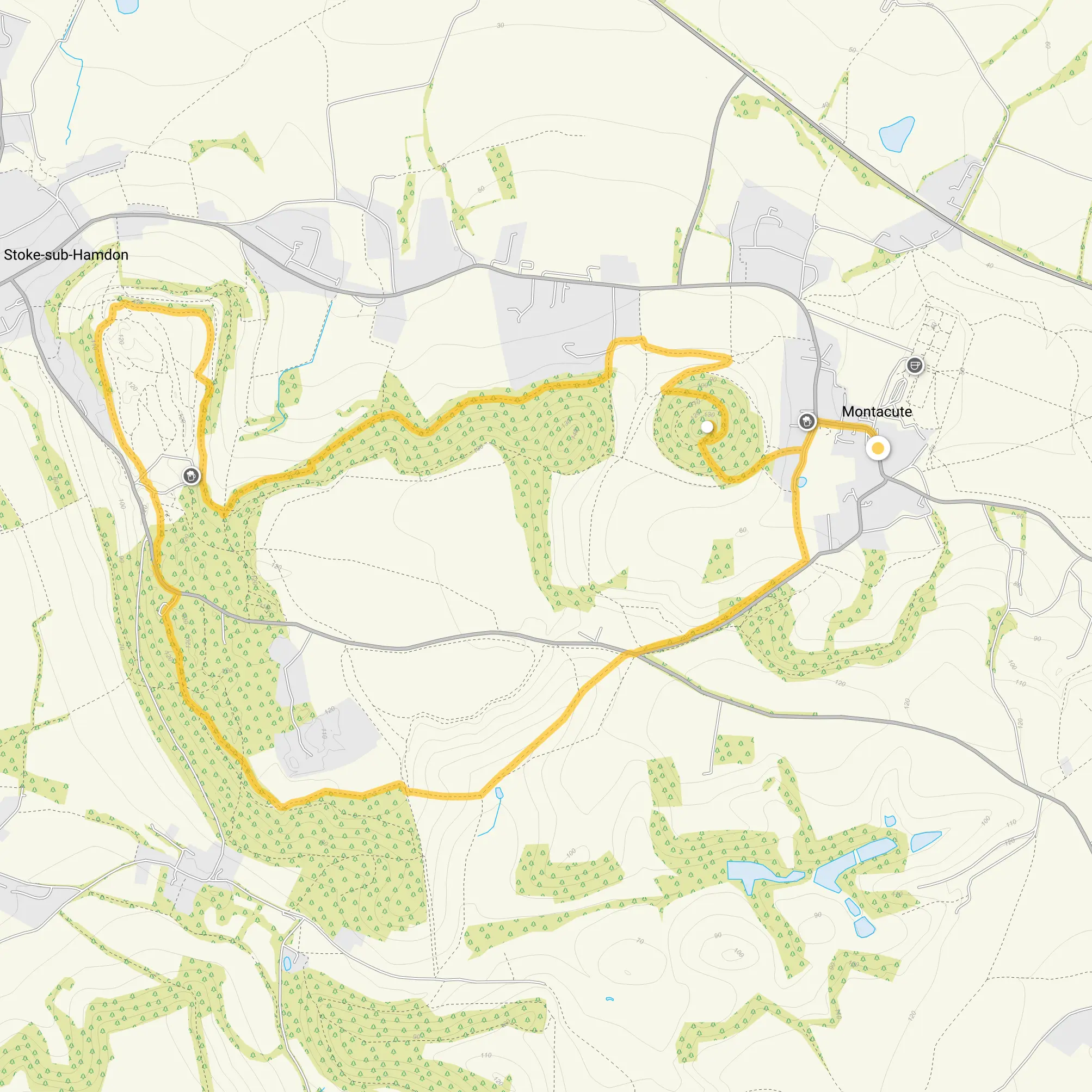 Route map for Montacute Walk 2, a 5 mile circular walk in Somerset