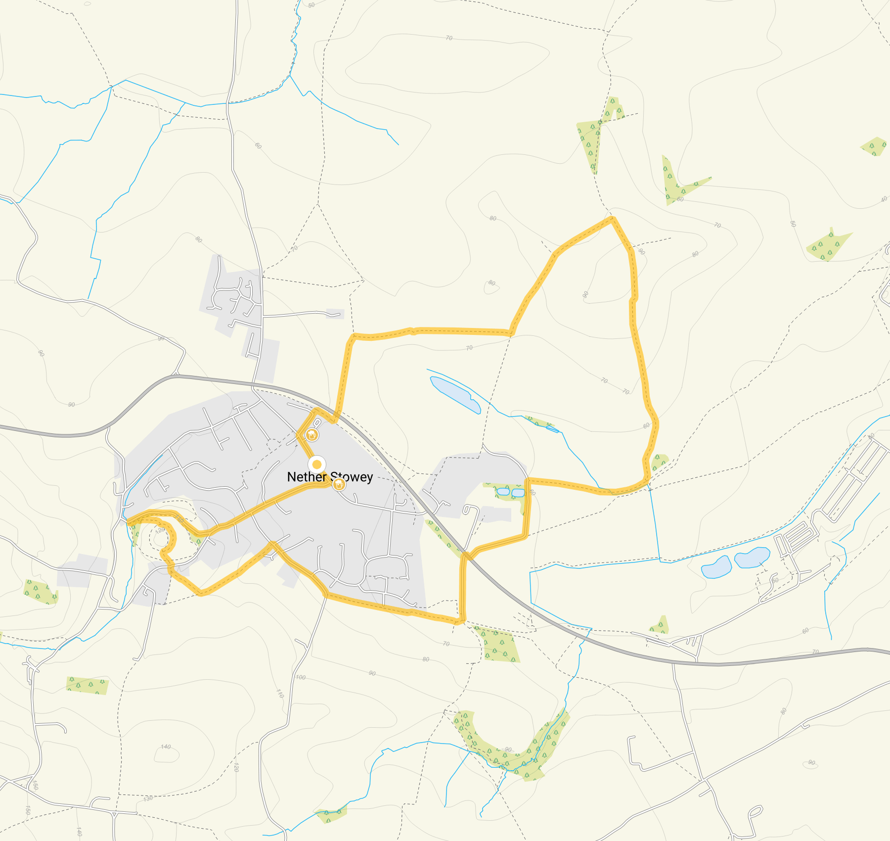 Route map for Nether Stowey Walk, a 3.25 mile circular walk in Somerset