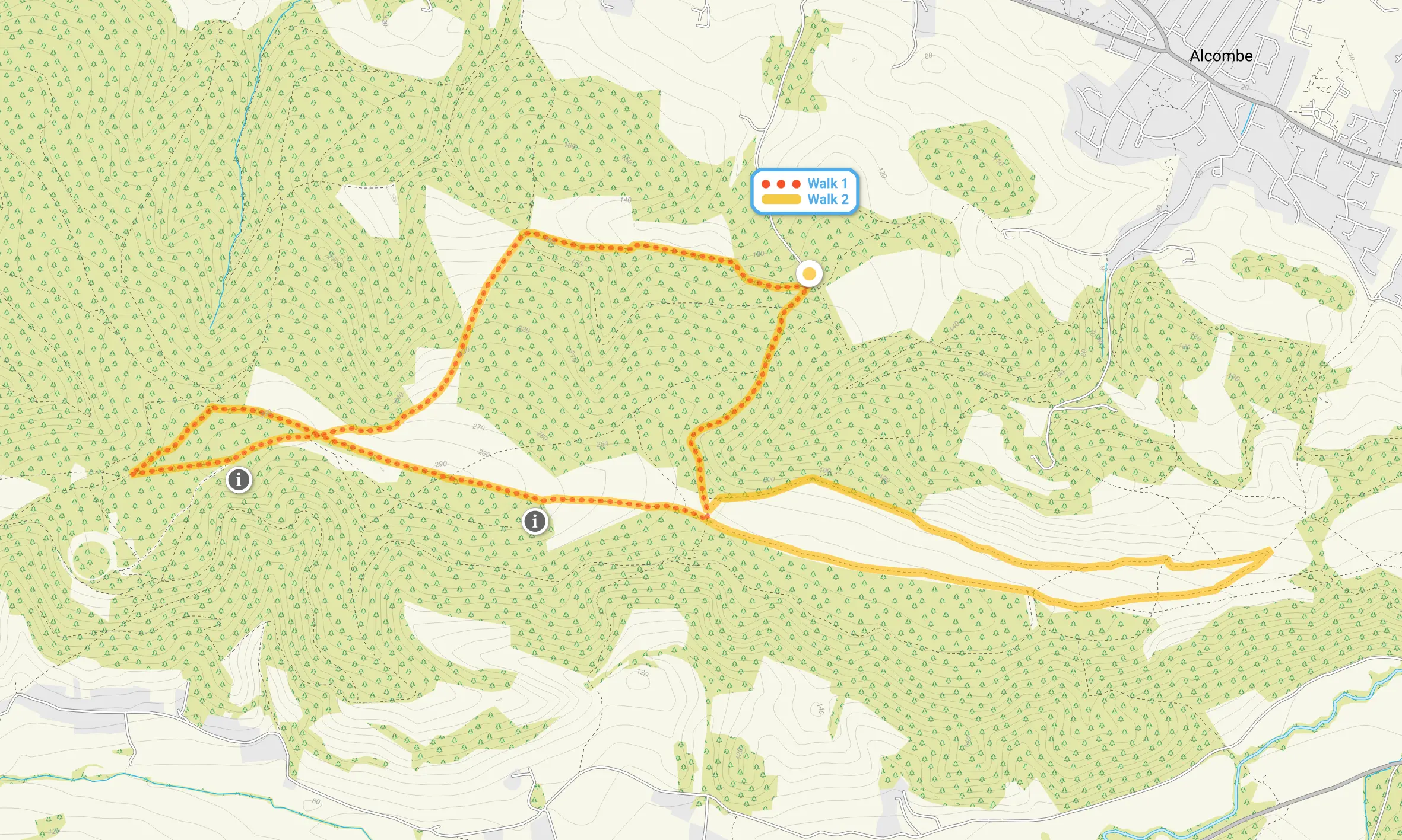 Route map for Periton Hill Walk 1, a 3.25 mile circular walk in Somerset