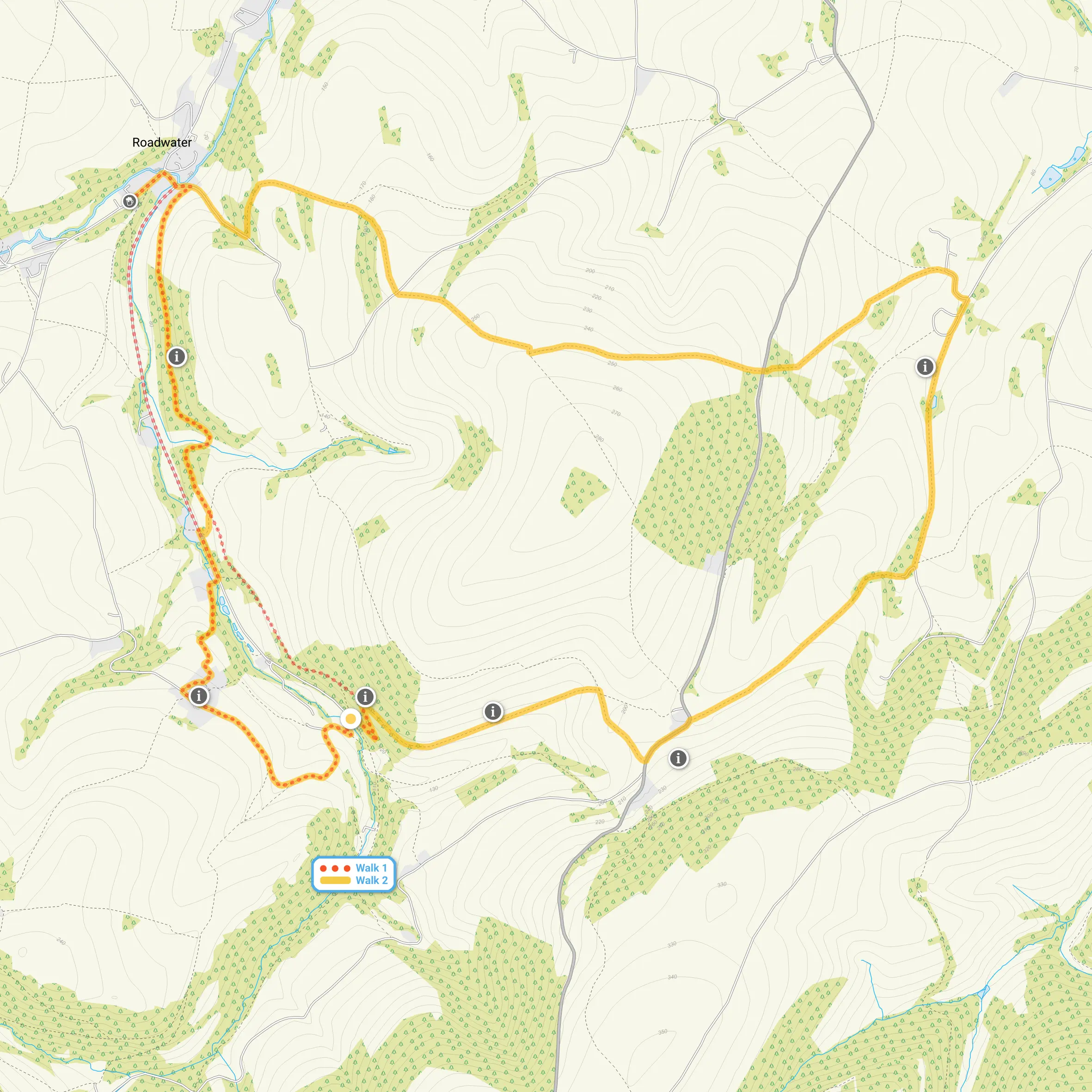 Route map for Pit Wood Walk 1, a 3.5 mile circular walk in Somerset