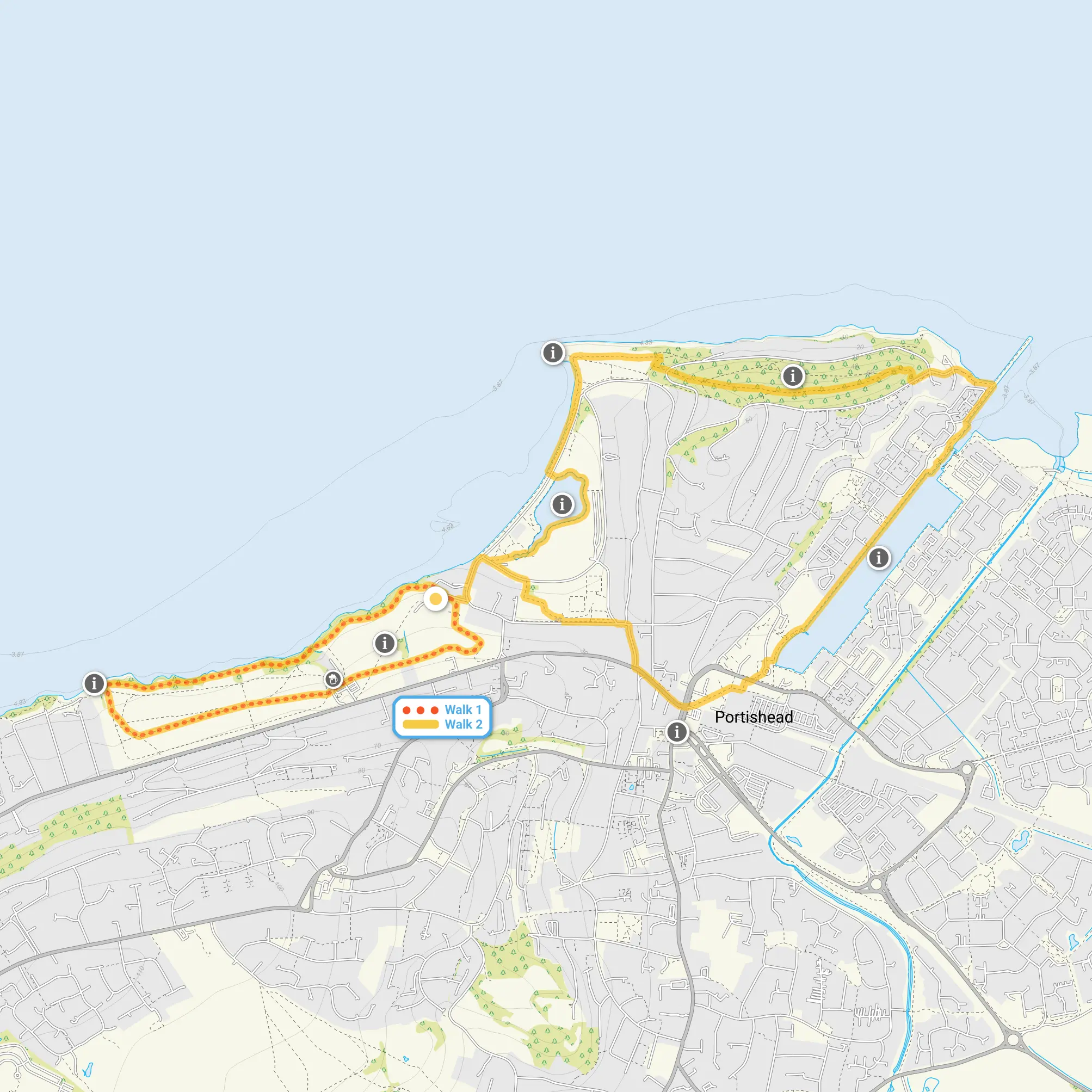 Route map for Portishead Walk 1, a 1.5 mile circular walk in Somerset