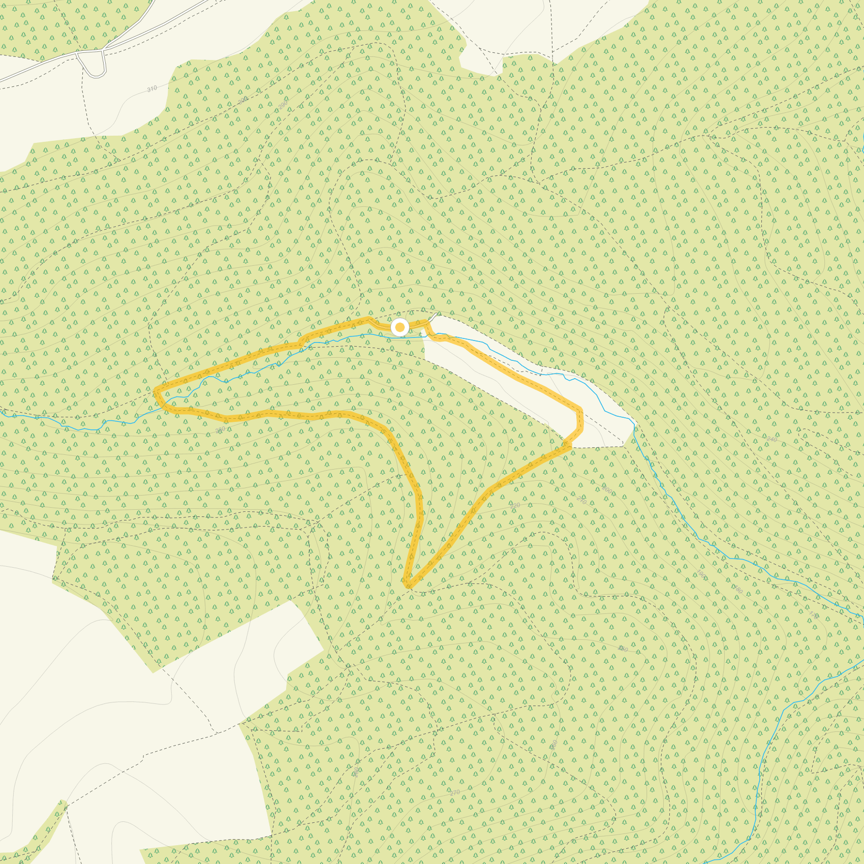 Route map for Ranscombe Forest Walk 1, a 1 mile circular walk in Somerset