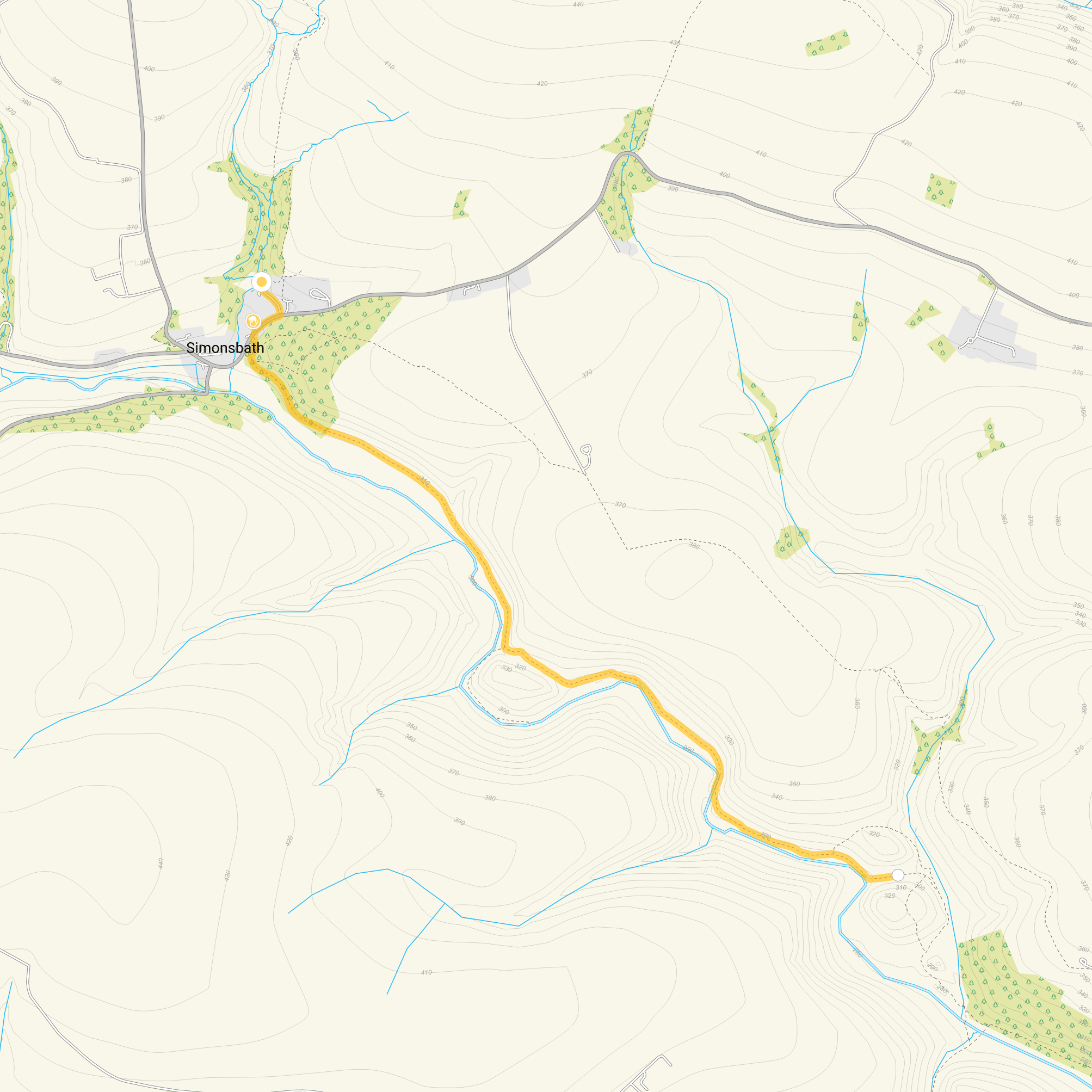 Route map for Simonsbath Walk 1, a 4.75 mile circular walk in Somerset