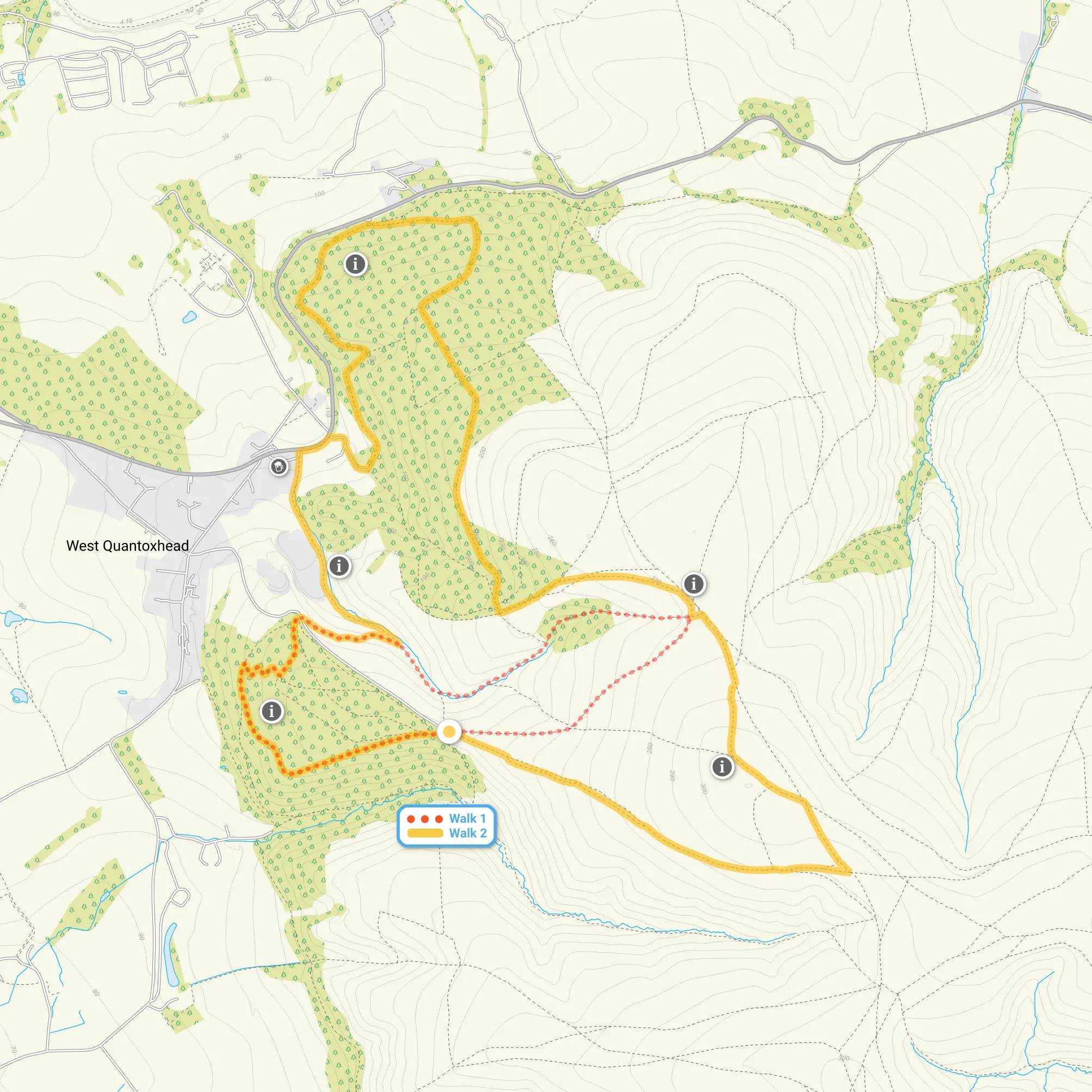 Route map for Staple Plain Walk 1, a 2 mile circular walk in Somerset