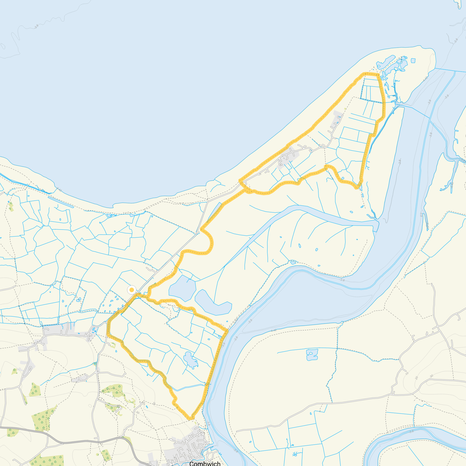 Route map for Steart Marshes Walk 3, a 9.25 mile circular walk in Somerset