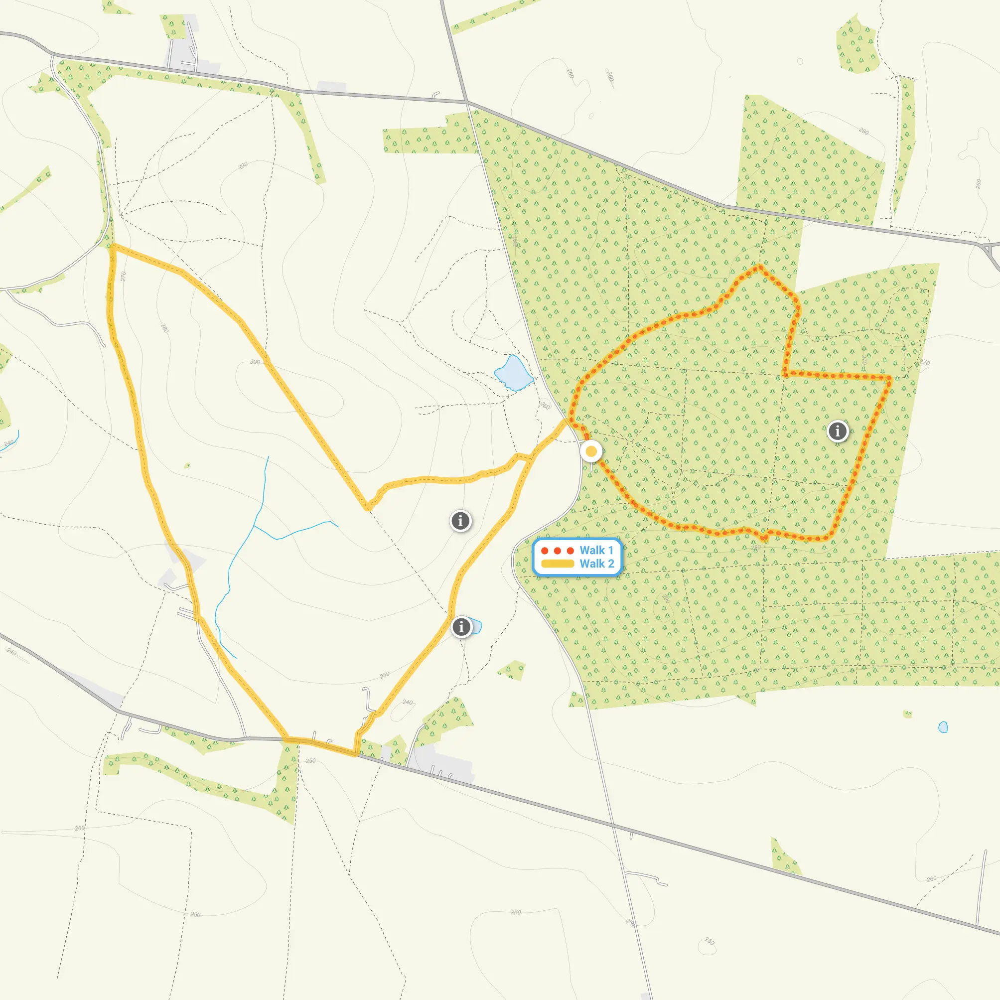 Route map for Stockhill Wood Walk 1, a 1.75 mile circular walk in Somerset