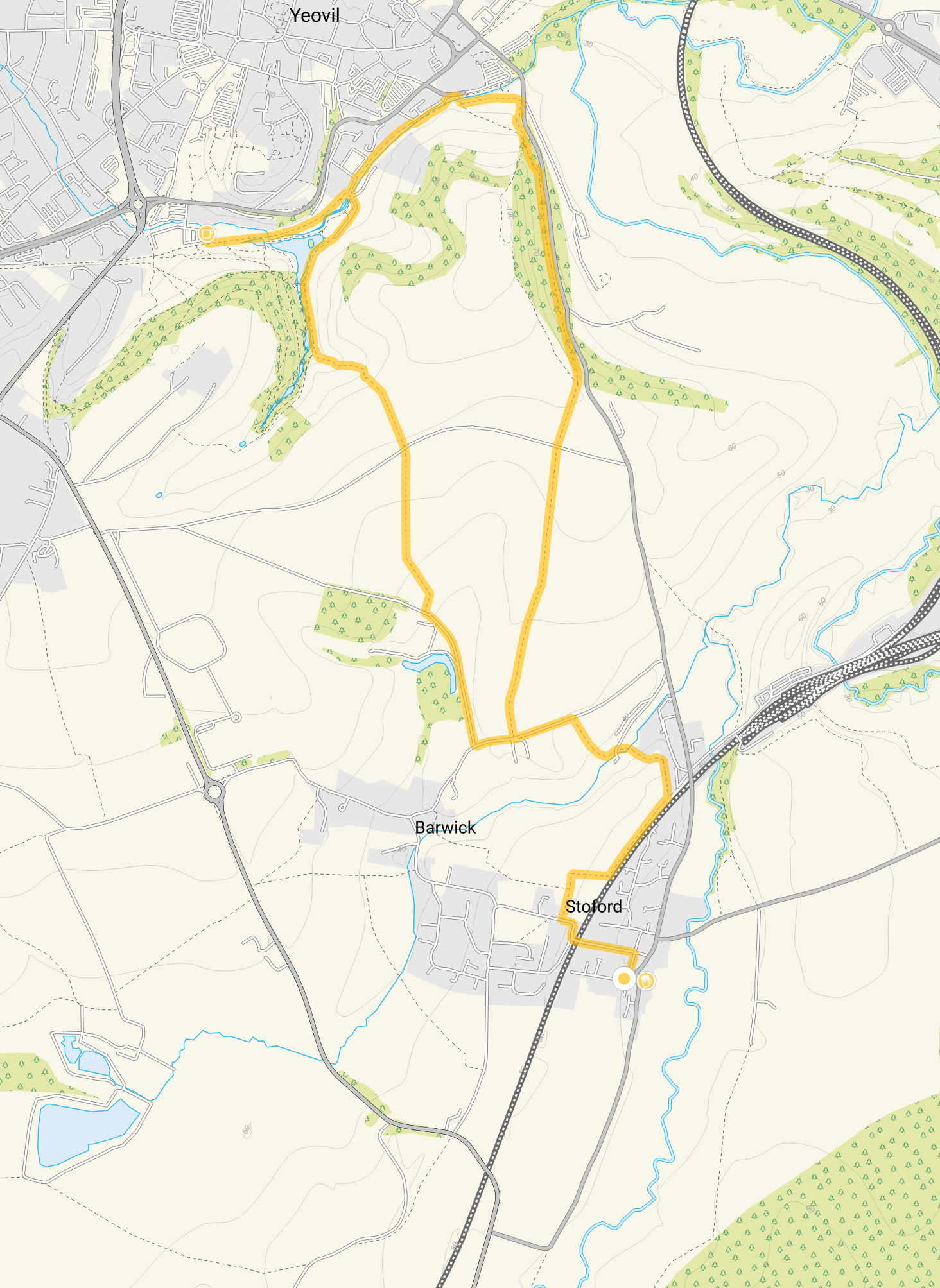 Route map for Stoford Walk, a 5 mile circular walk in Somerset