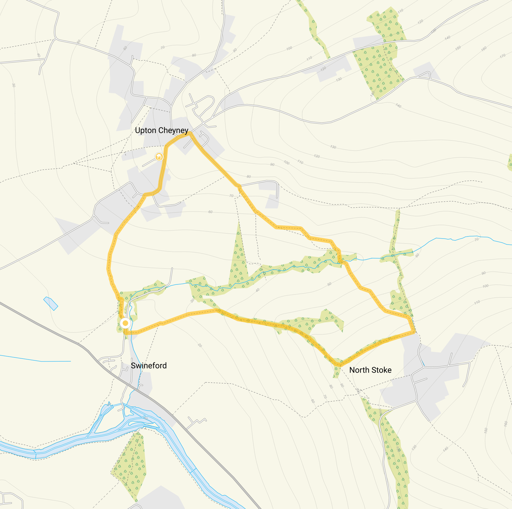 Route map for Swineford Walk 1, a 2 mile circular walk in Somerset