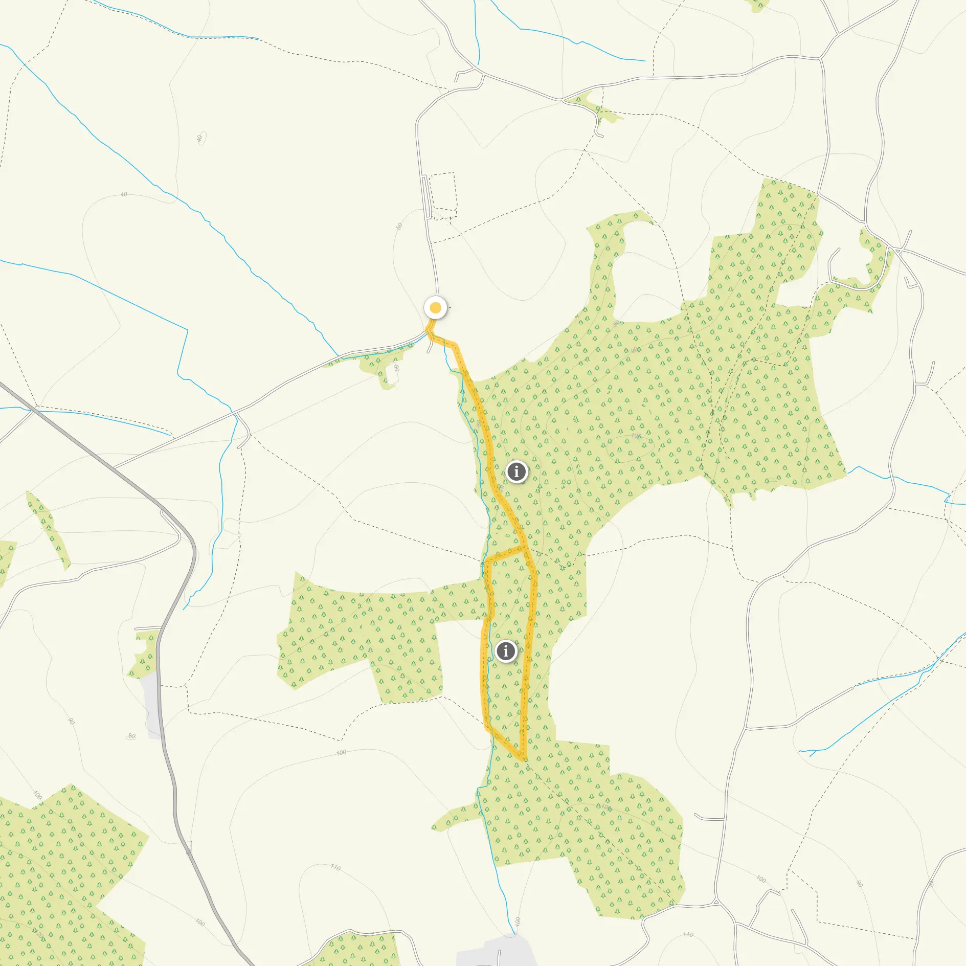 Route map for Thurlbear Wood Walk, a 1.25 mile circular walk in Somerset