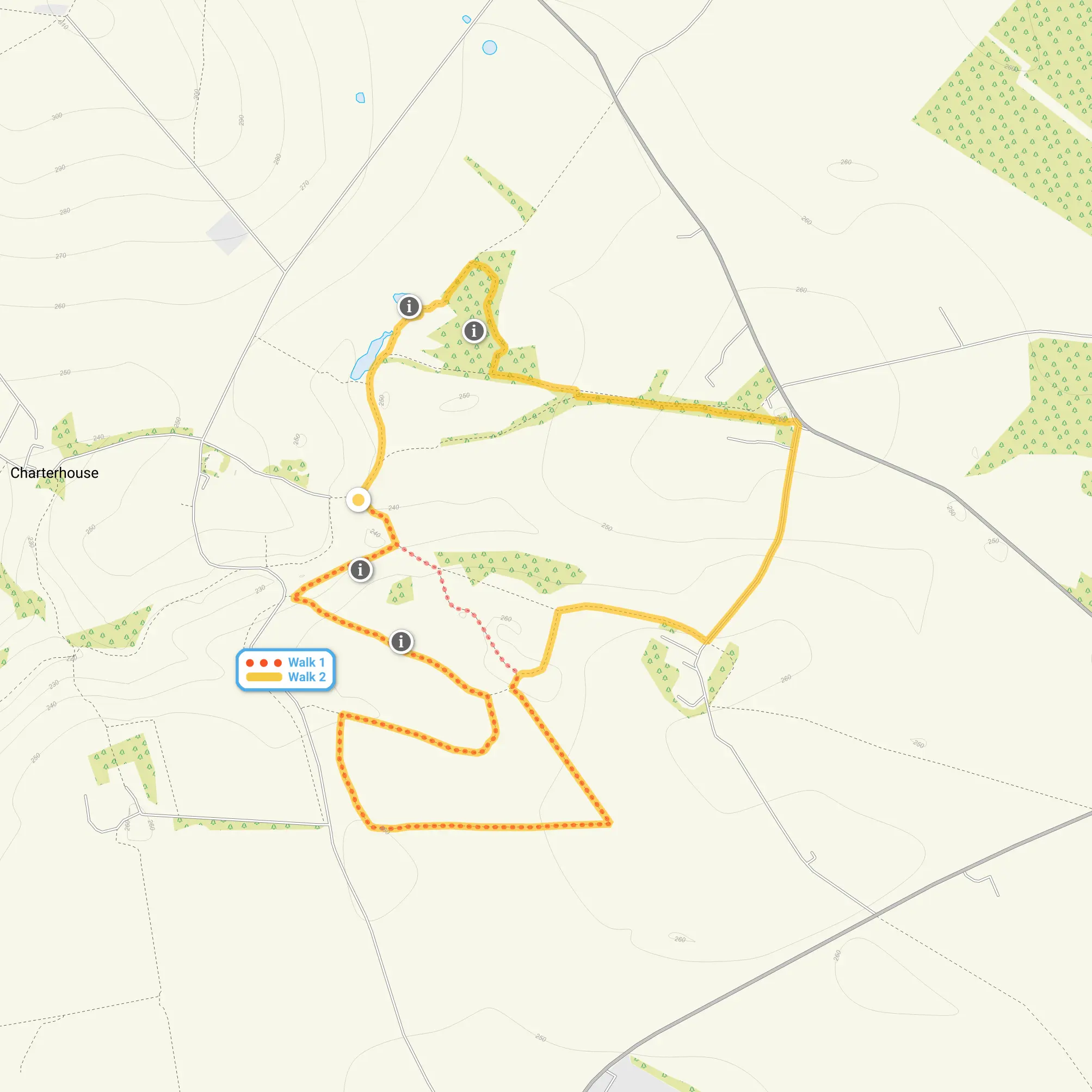 Route map for Ubley Warren Walk 1, a 2 mile circular walk in Somerset