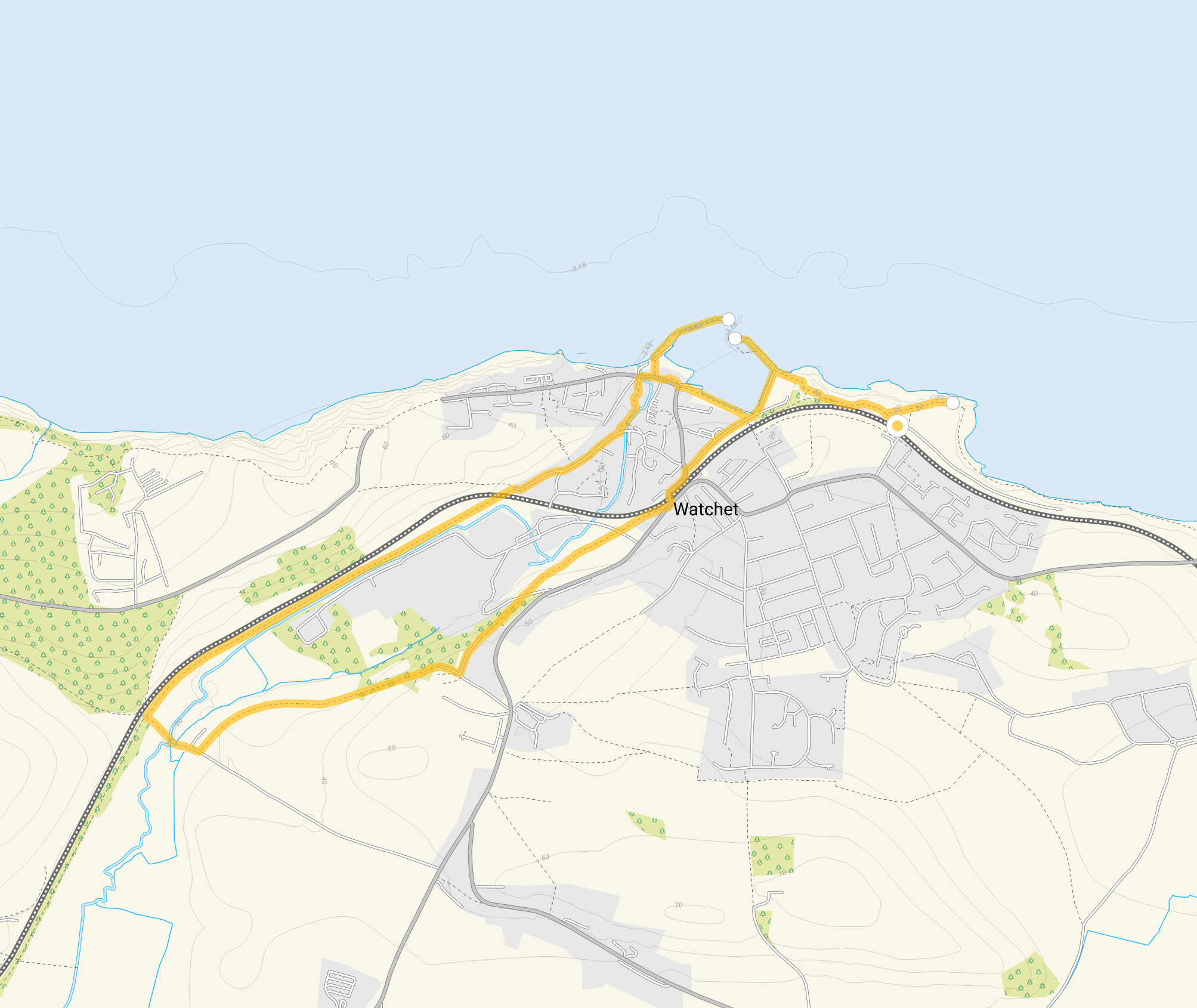 Route map for Watchet Walk 2, a 3 mile circular walk in Somerset