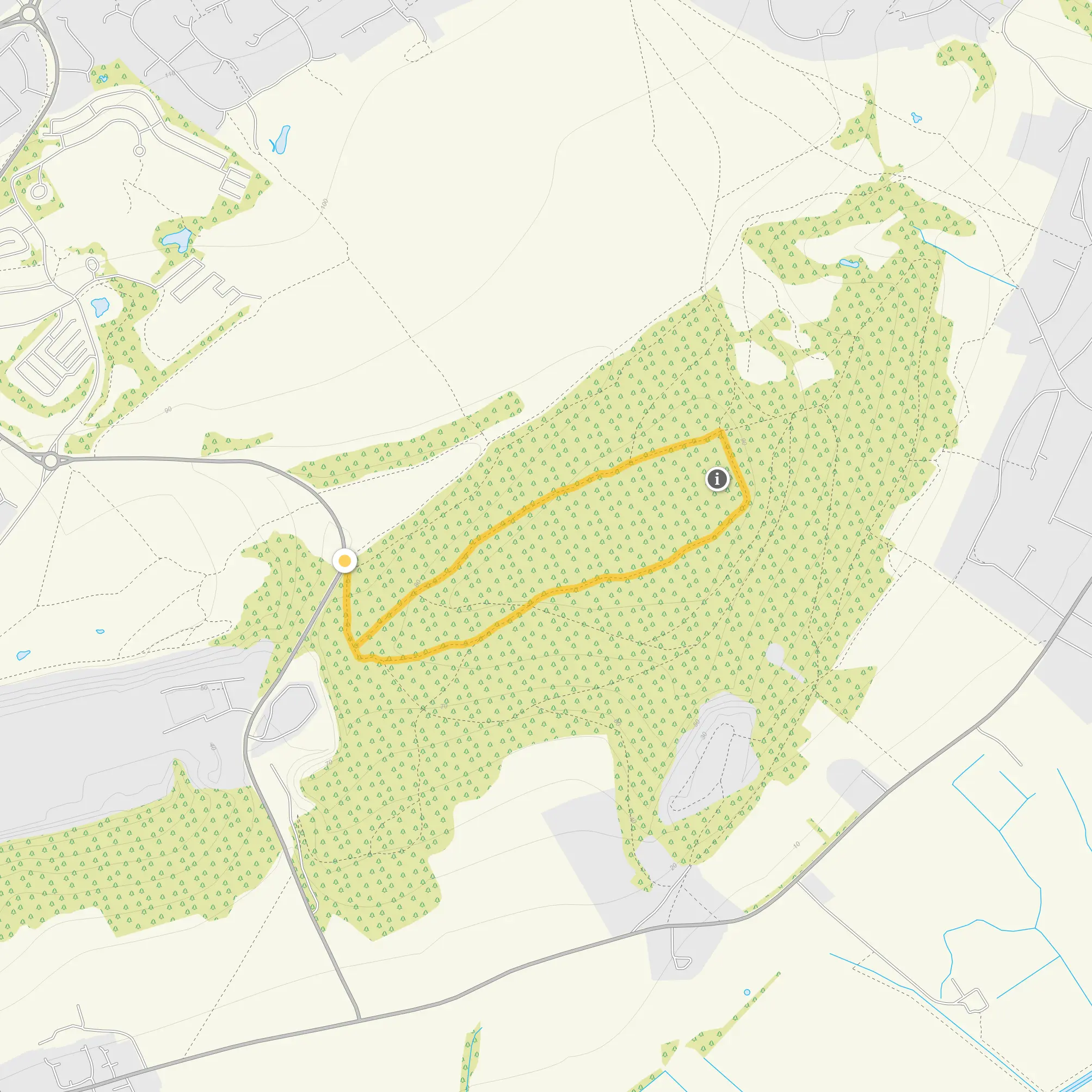 Route map for Weston Big Wood Walk, a 1 mile circular walk in Somerset